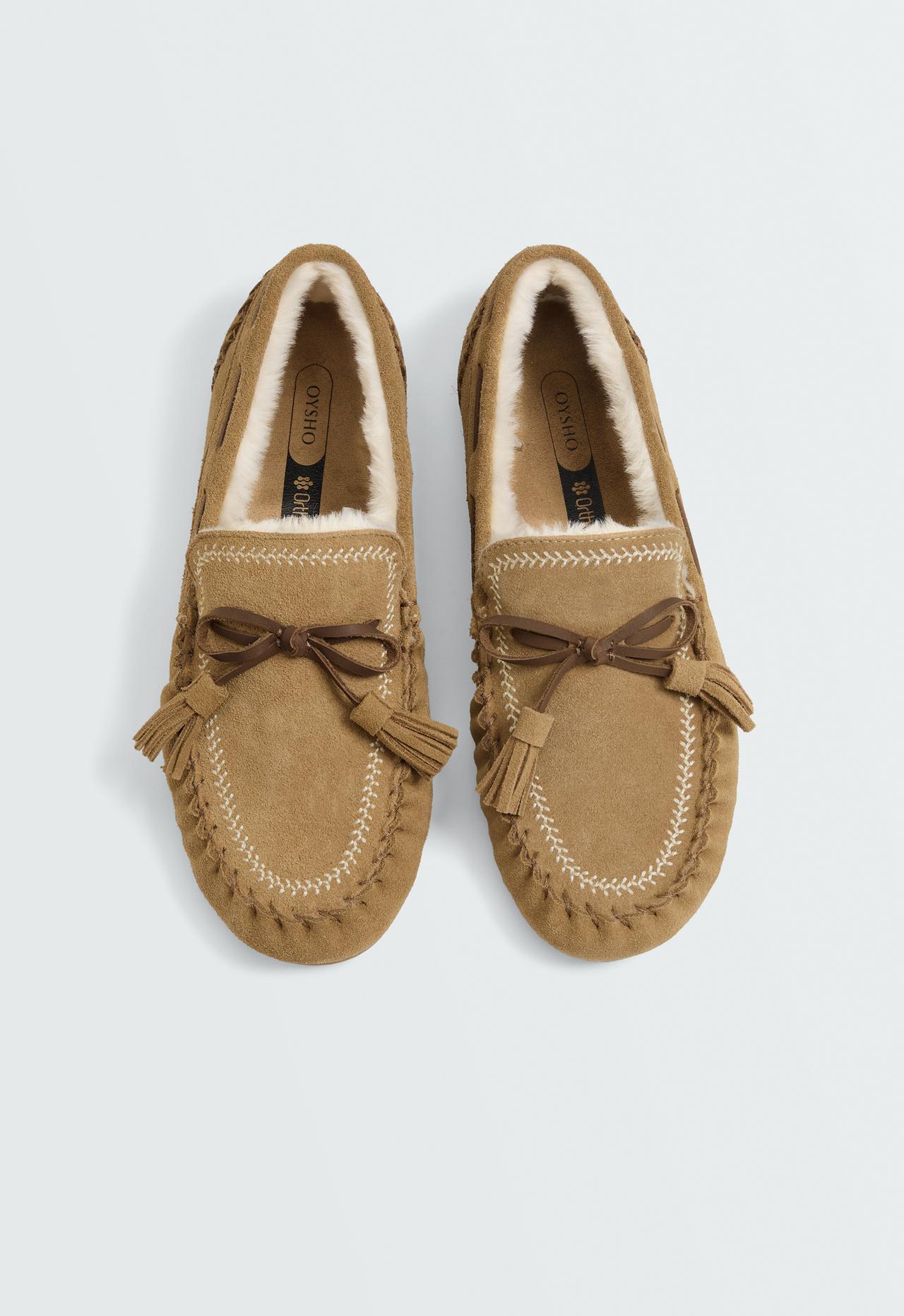 Leather tassel loafer — TOASTED BROWN