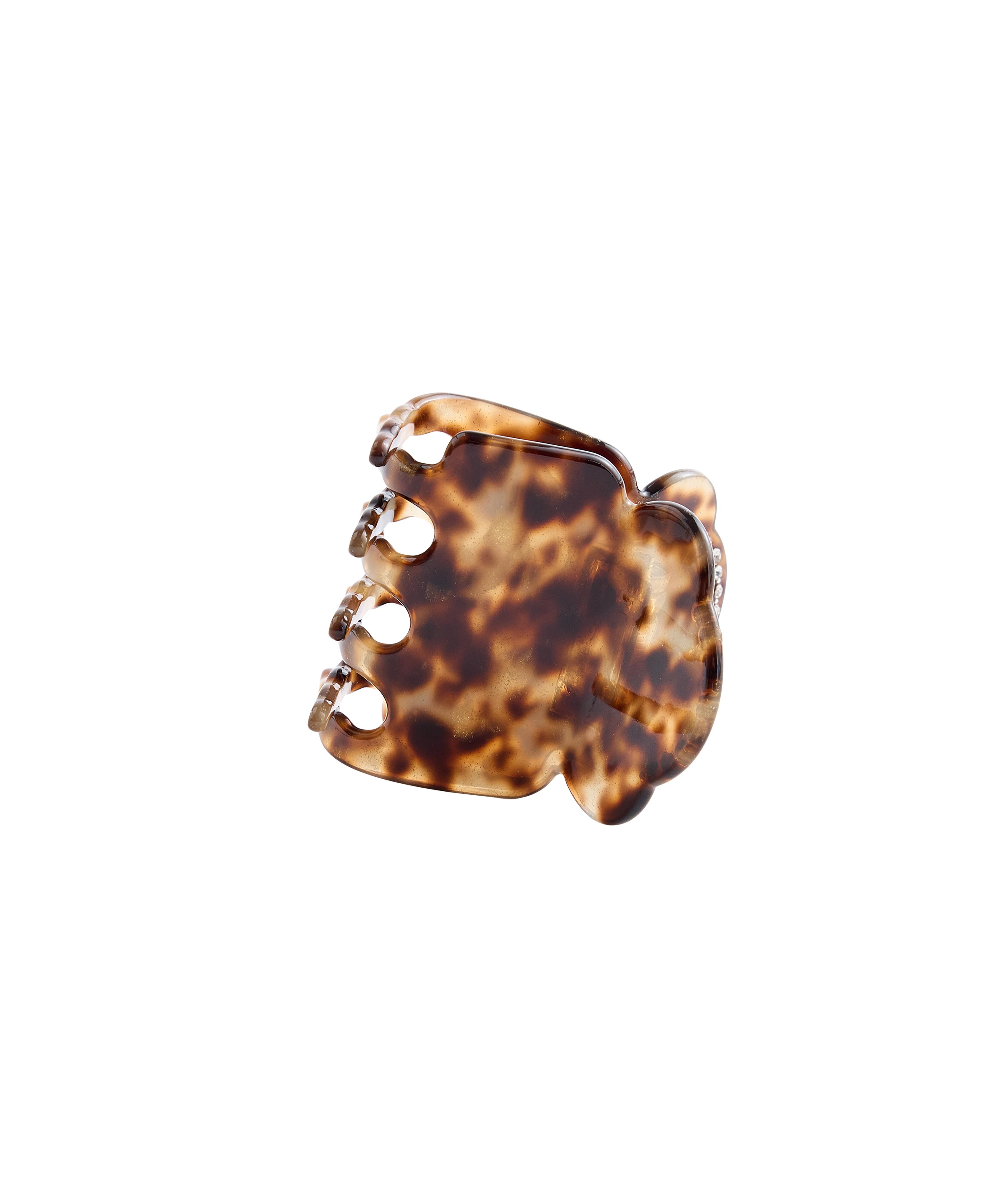 Mini rhinestone hair clip — COGNAC