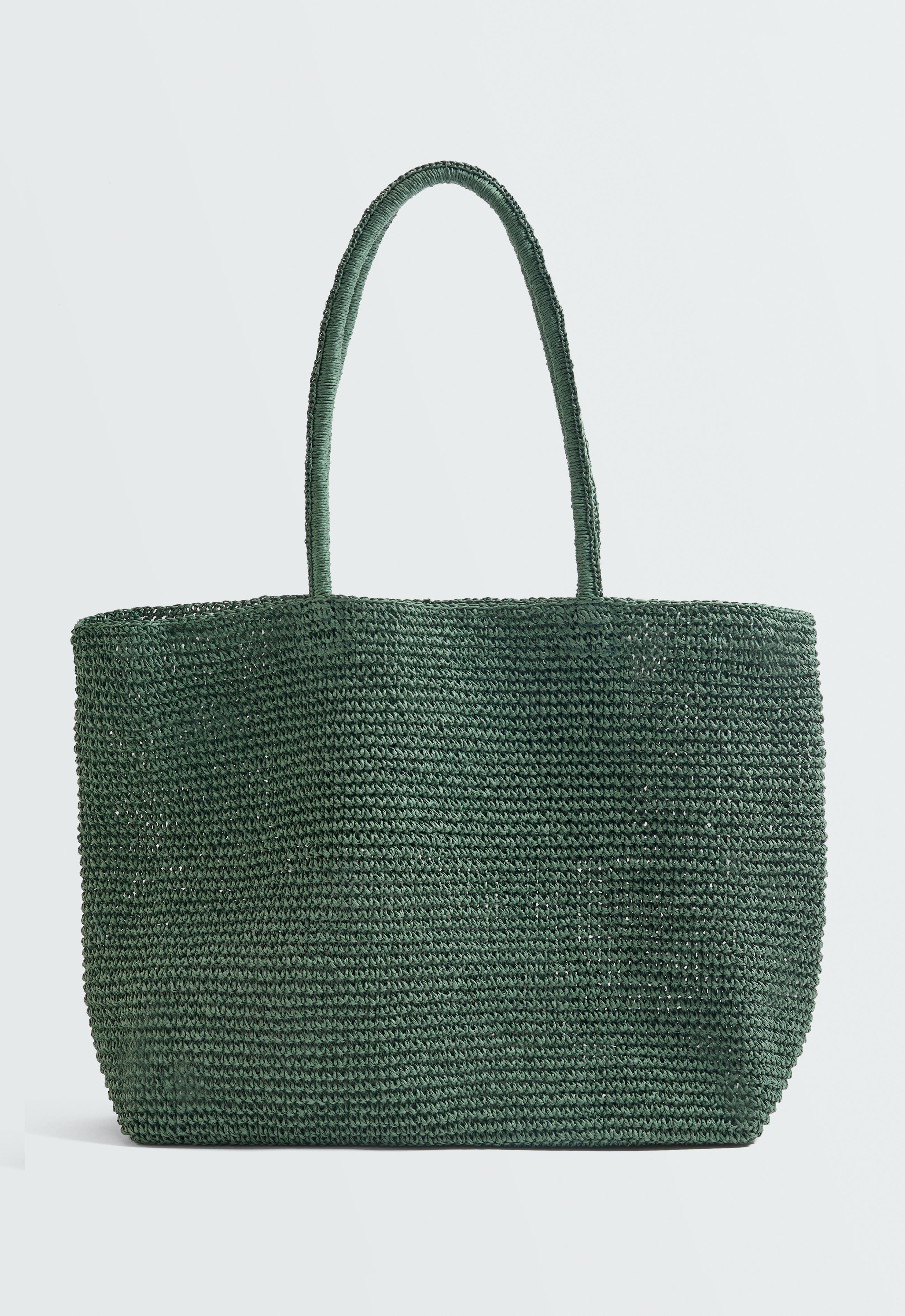 Woven paper shopper — KHAKI