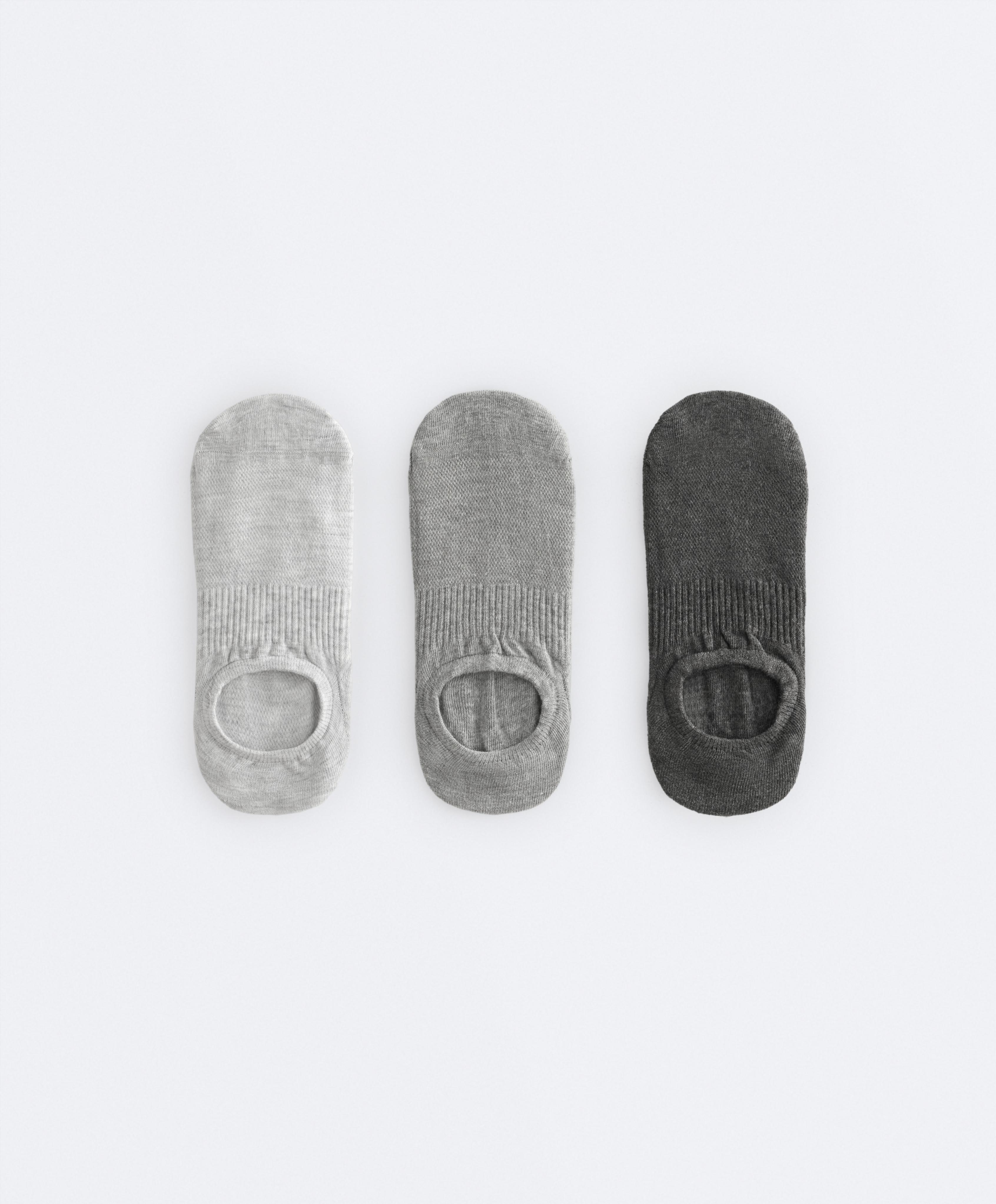 3 pairs of high-cut cotton blend invisible sports socks