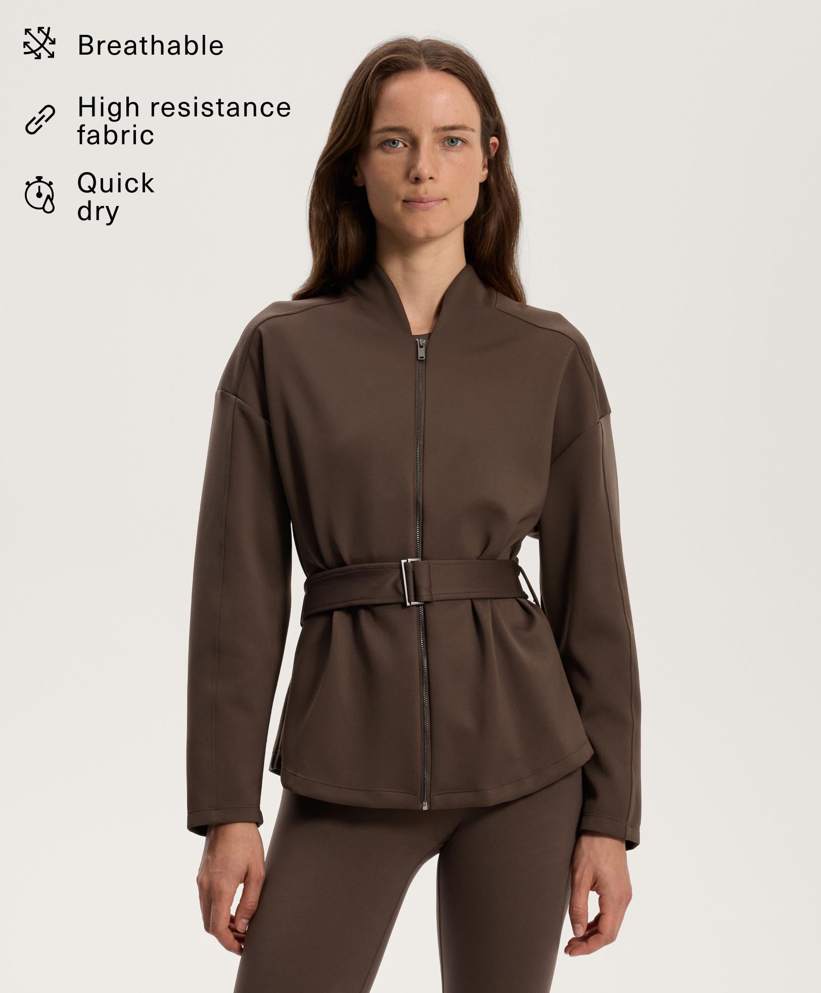 Neoprene-effect jacket with belt Neoprene-effect jacket with belt