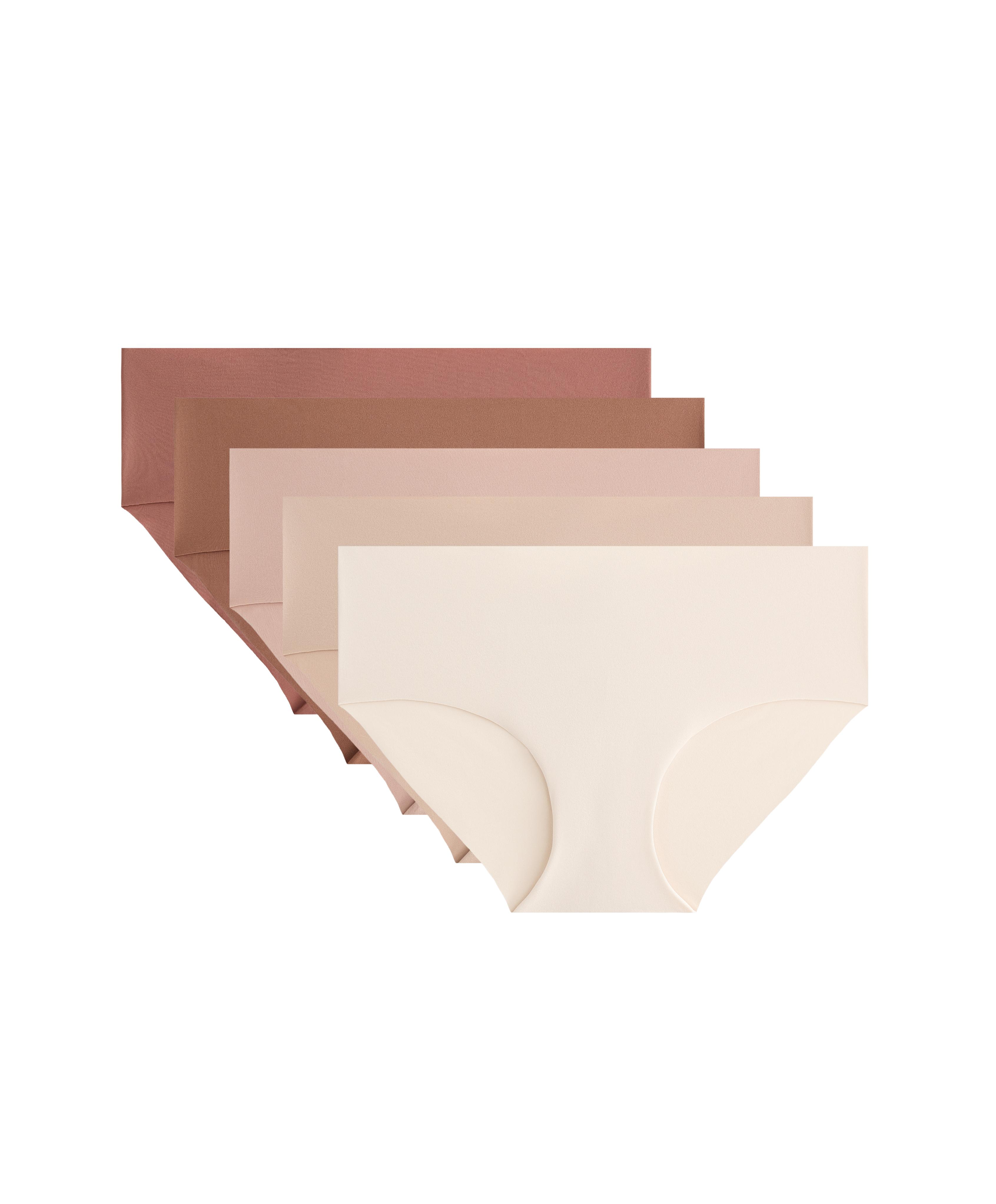 5 invisible polyamide blend hipster briefs — BEIGE