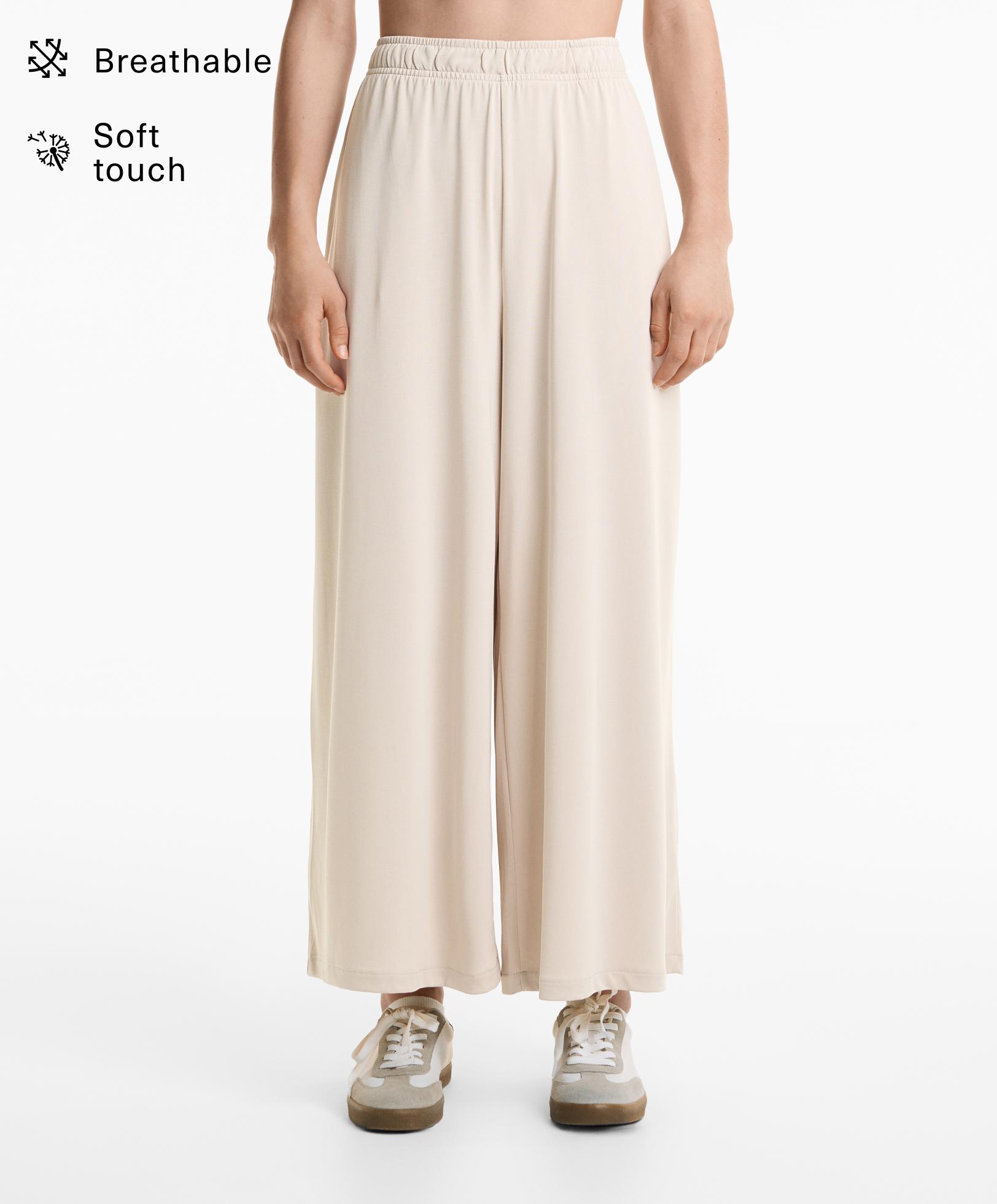 Wide-leg floaty crop trousers with soft-touch modal Wide-leg floaty crop trousers with soft-touch modal