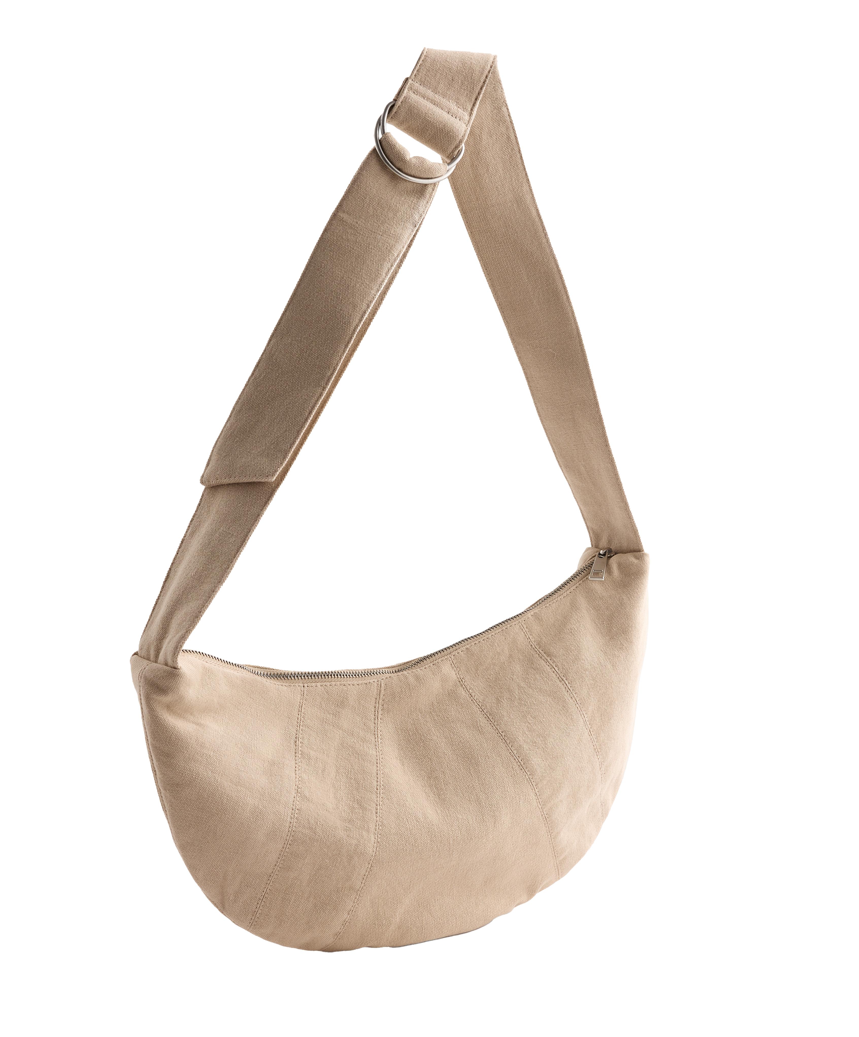 100% cotton crossbody bag — PALE BEIGE