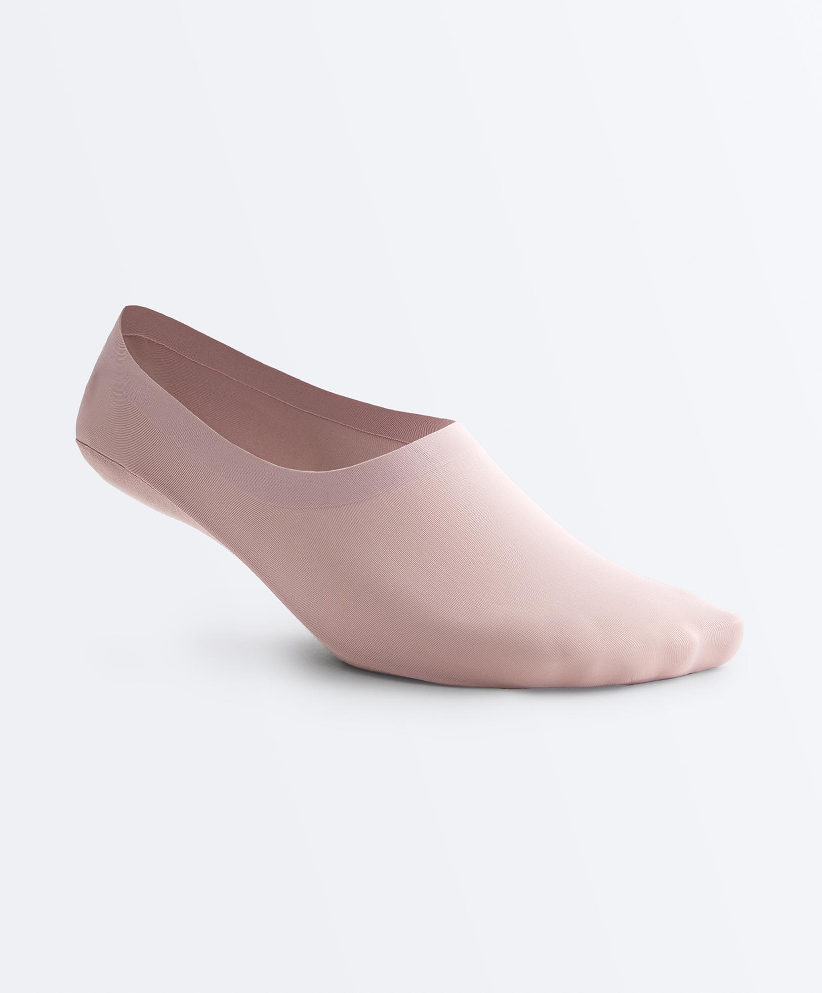 2 pairs of high-cut invisible microfibre socks — PALE PINK