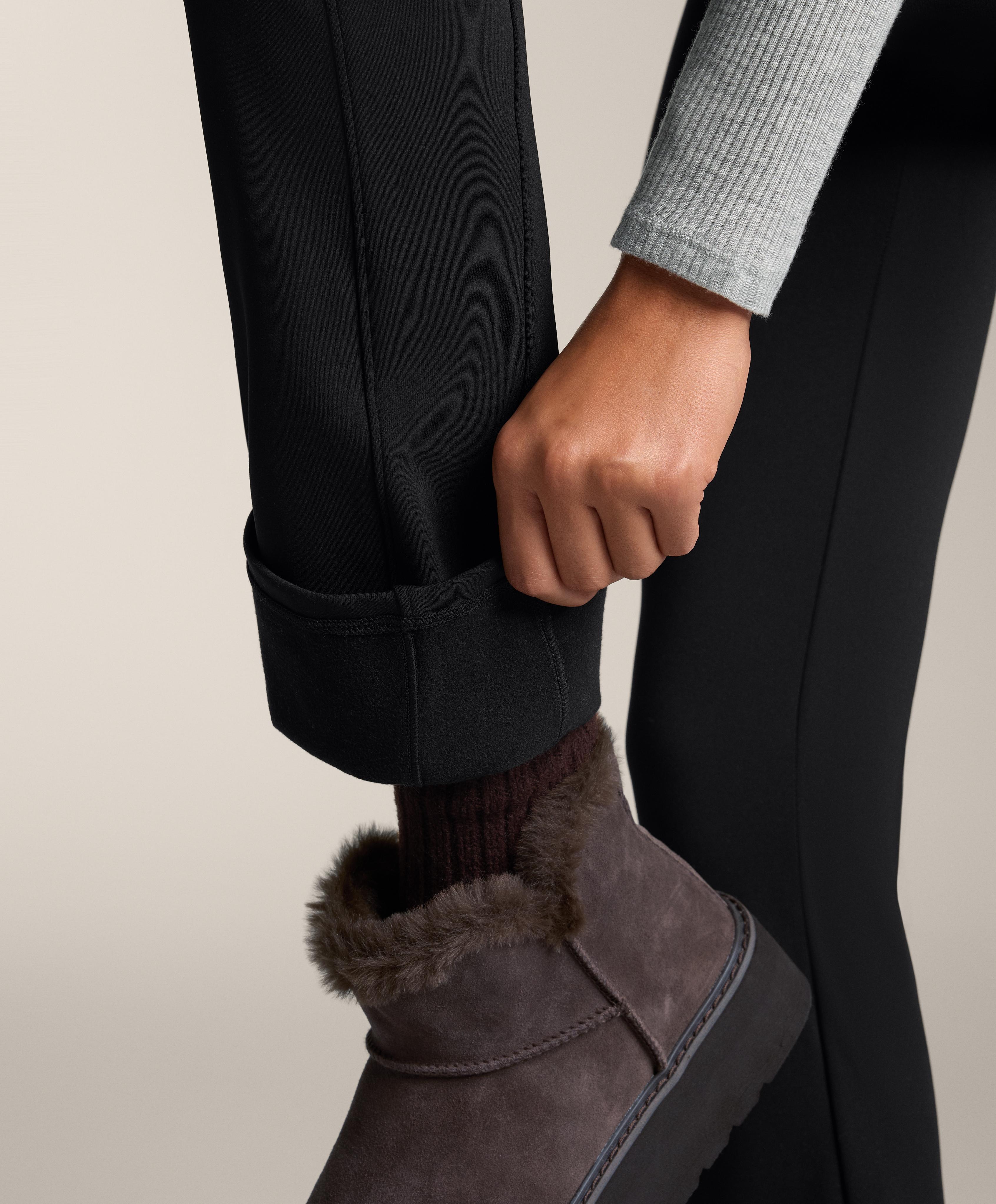 High rise warm flare trousers with pockets — BLACK