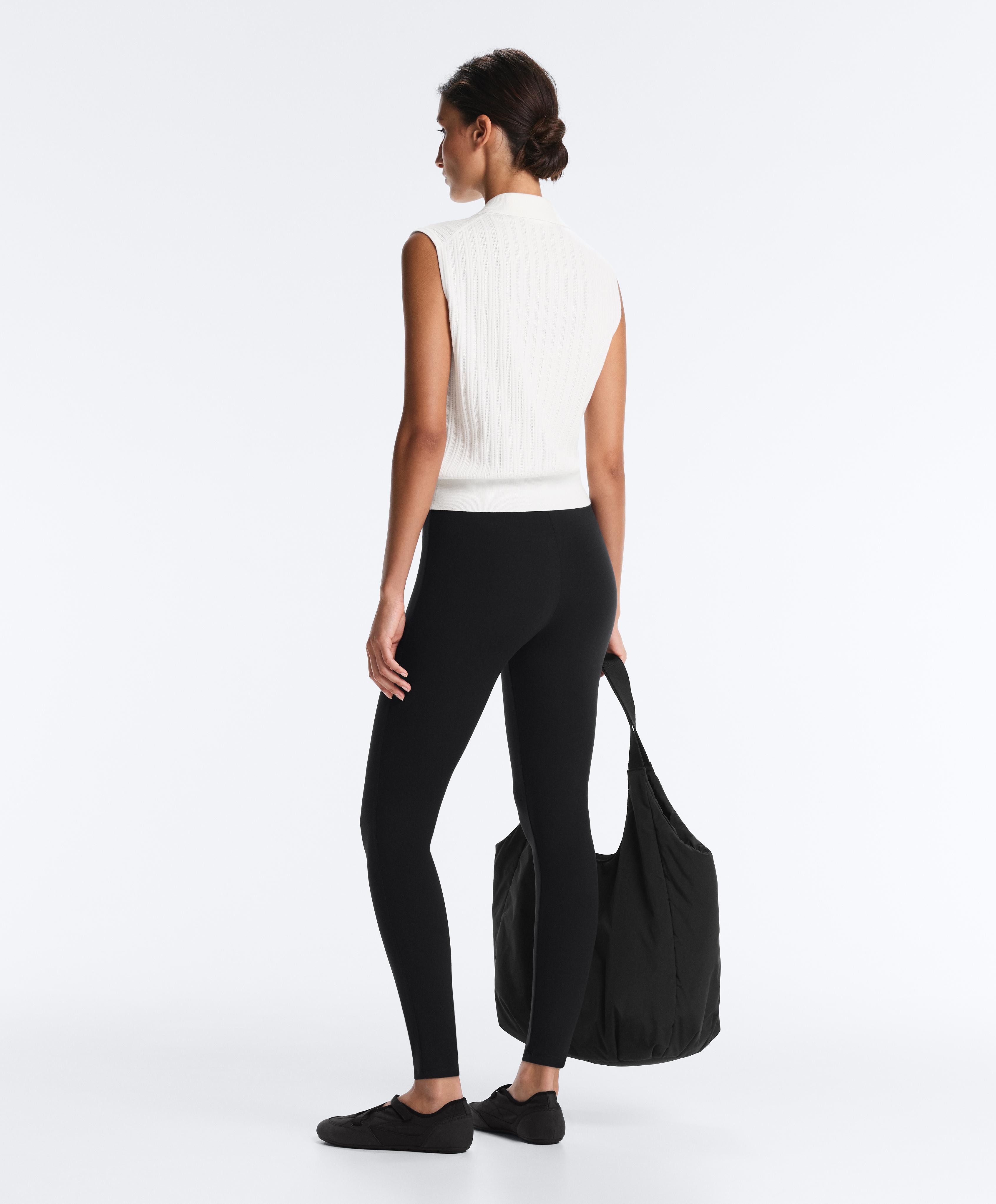 Comfortlux high-rise 65cm ankle-length leggings with belt — BLACK