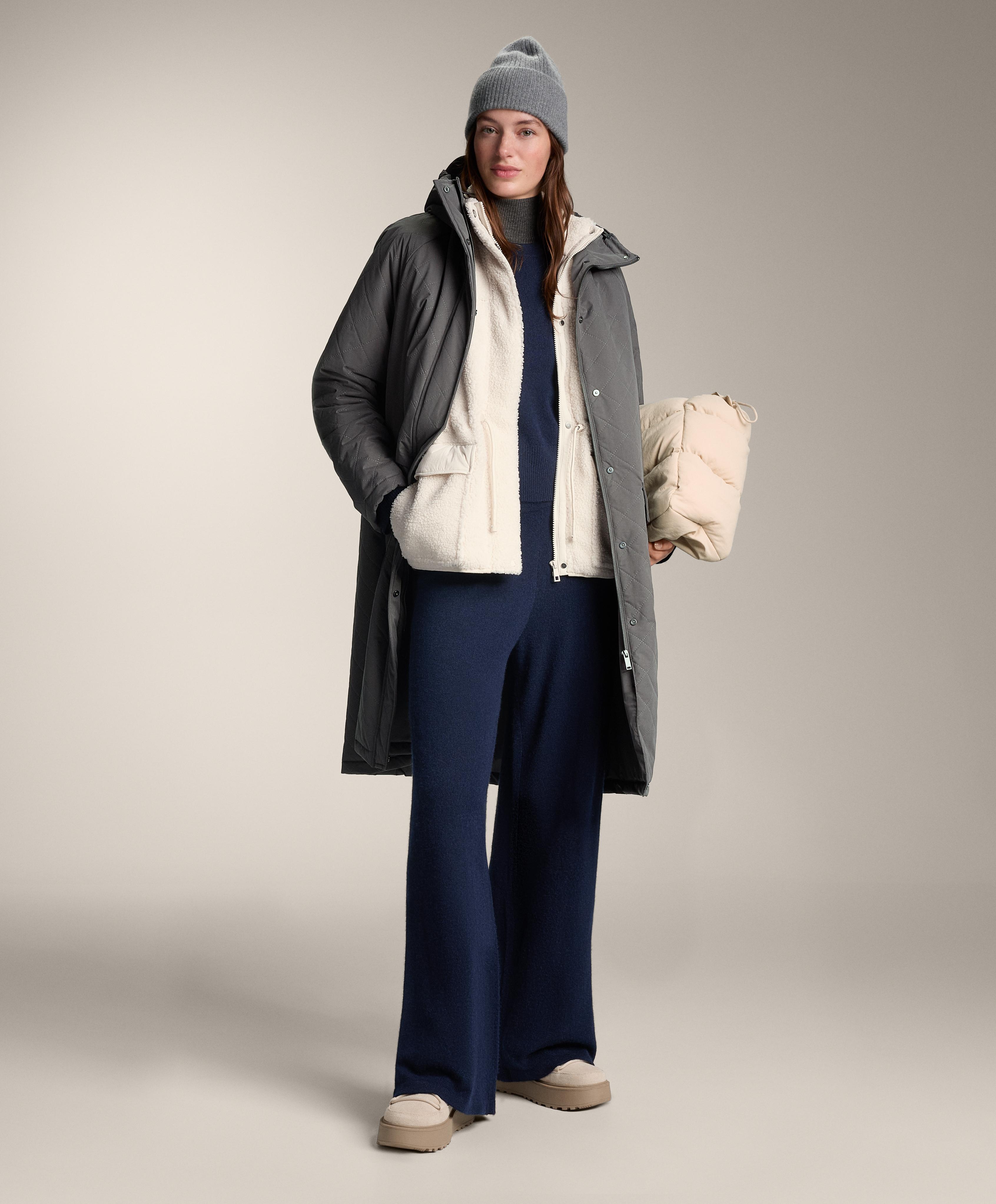 Dark navy 100% cashmere straight-leg trousers - Sale