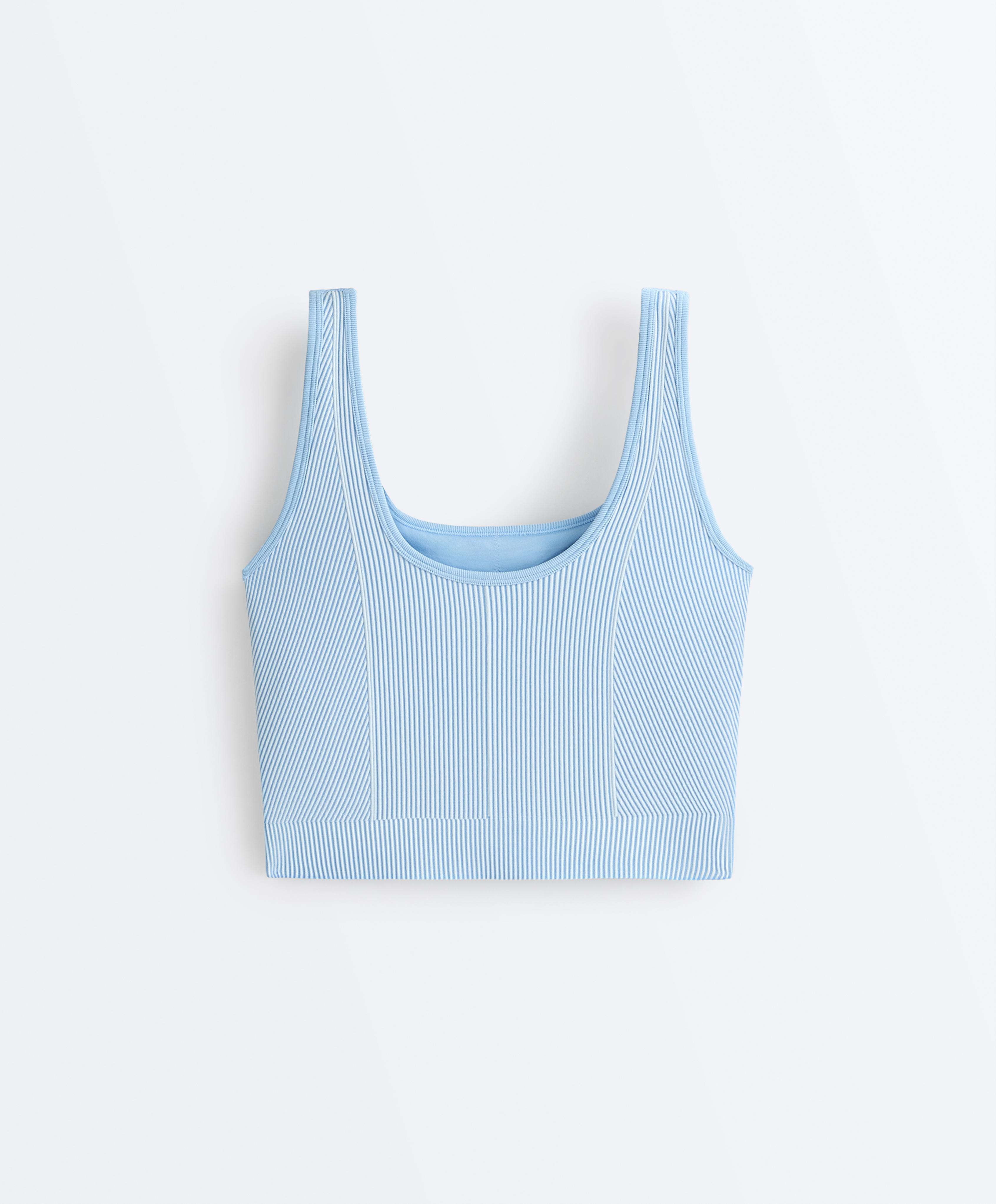 Seamless square neck tank top — PALE BLUE
