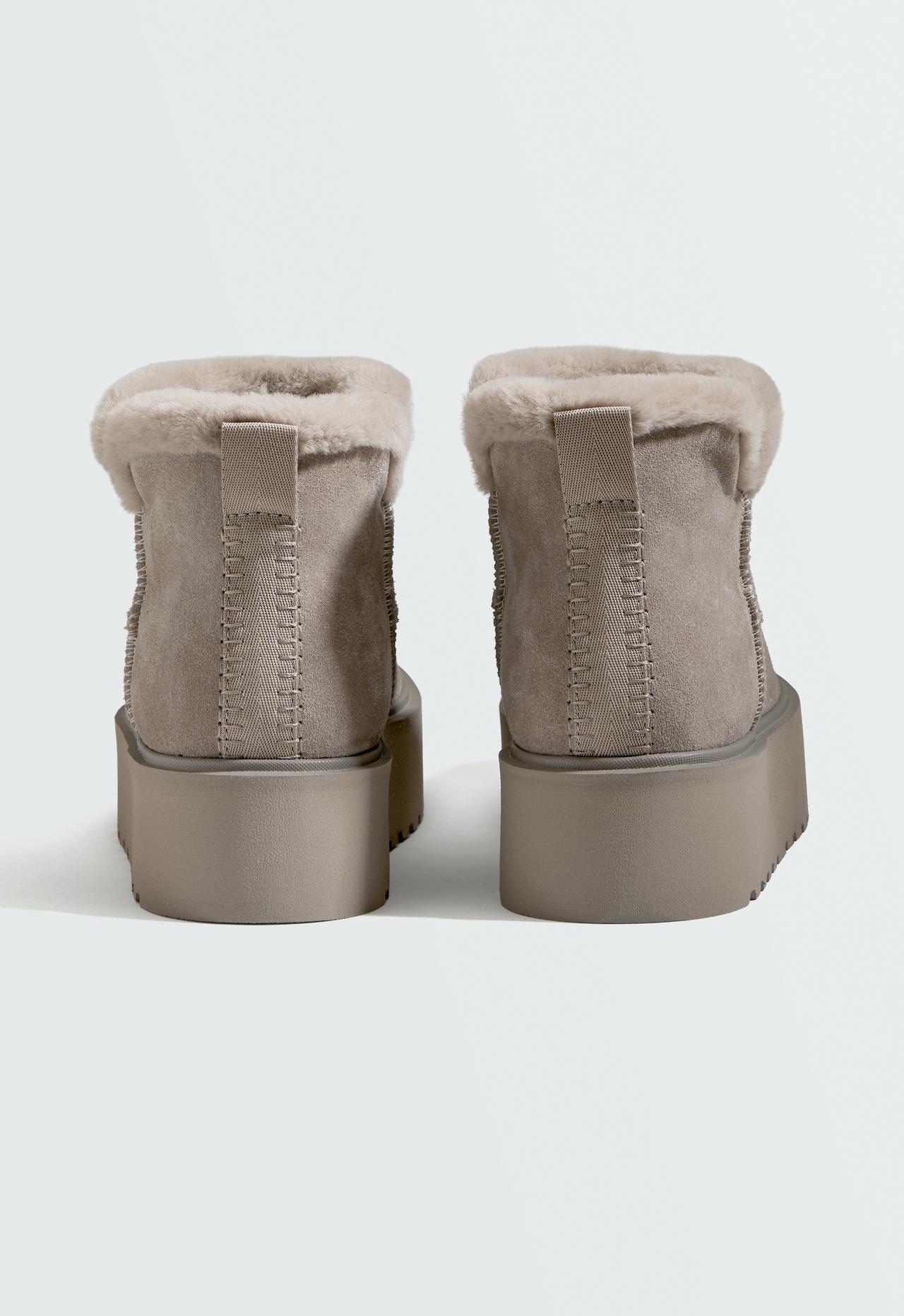 Leather platform boots — MINK
