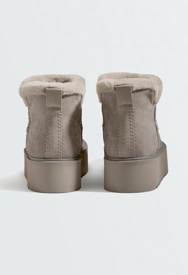 Leather platform boots — MINK 5