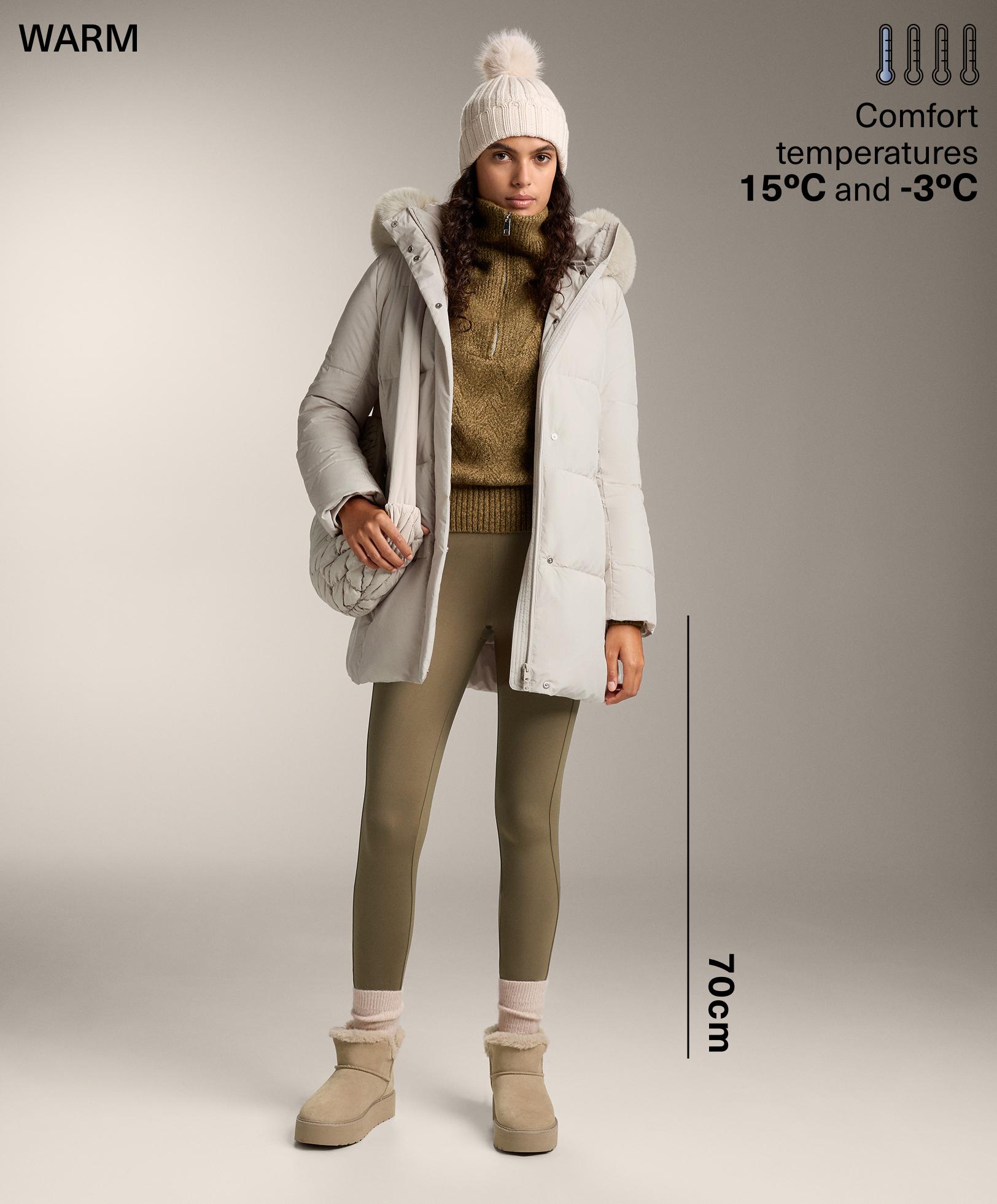 Warm high-rise ankle-length leggings with pockets 70 cm