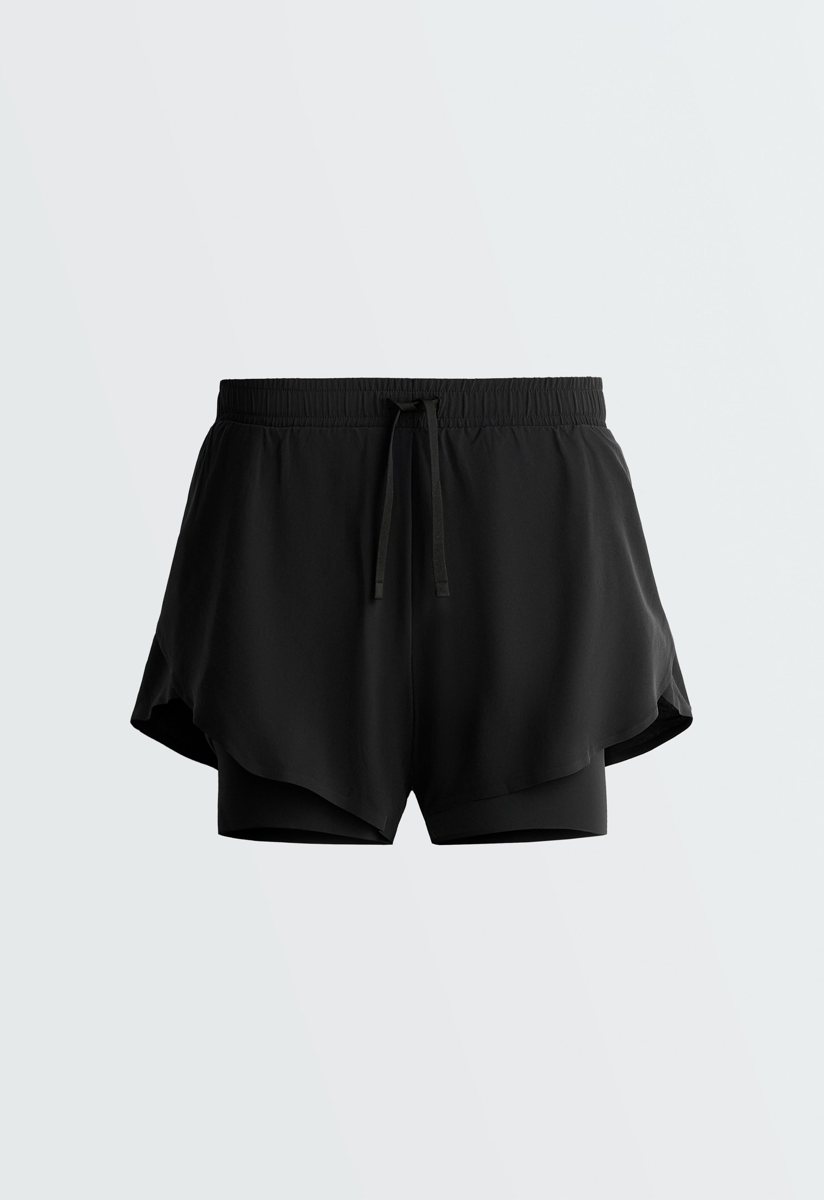 Light Touch 2-in-1 mid-rise shorts — BLACK