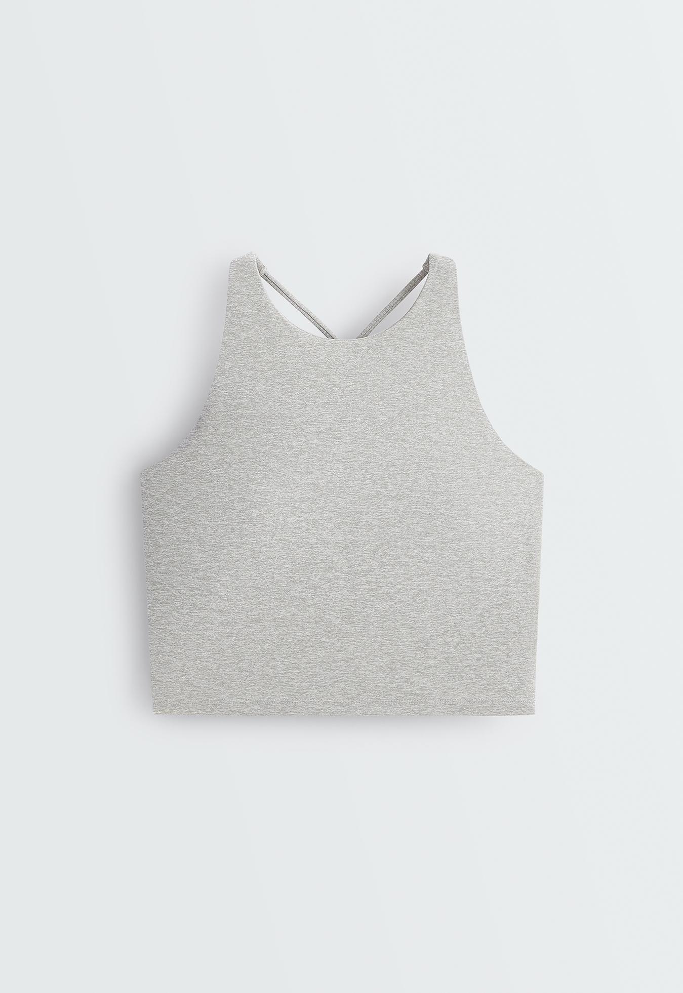 Comfortlux heathered strap tank top with cups — PALE GREY