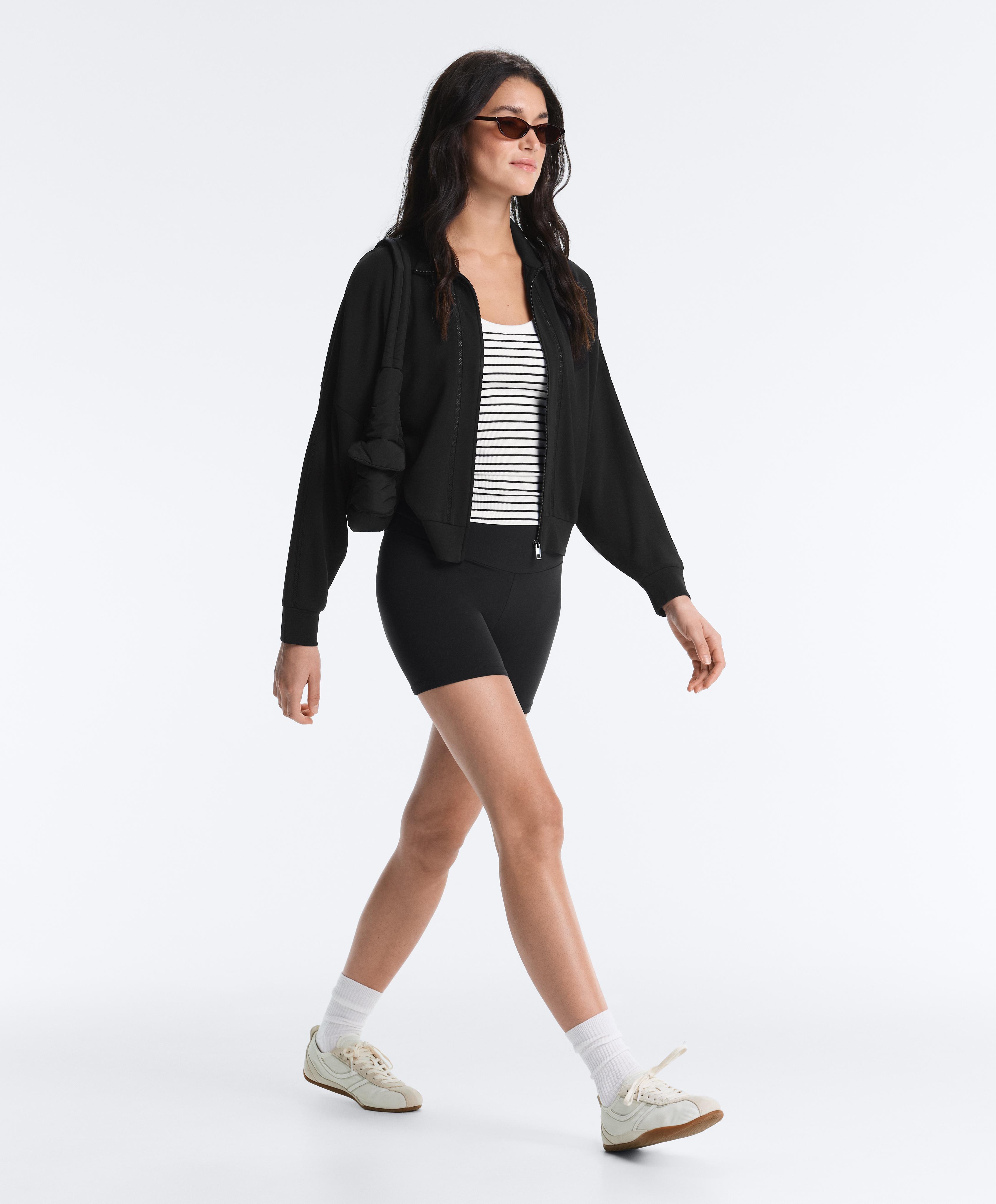 Long modal rib stripe tank top — BLACK
