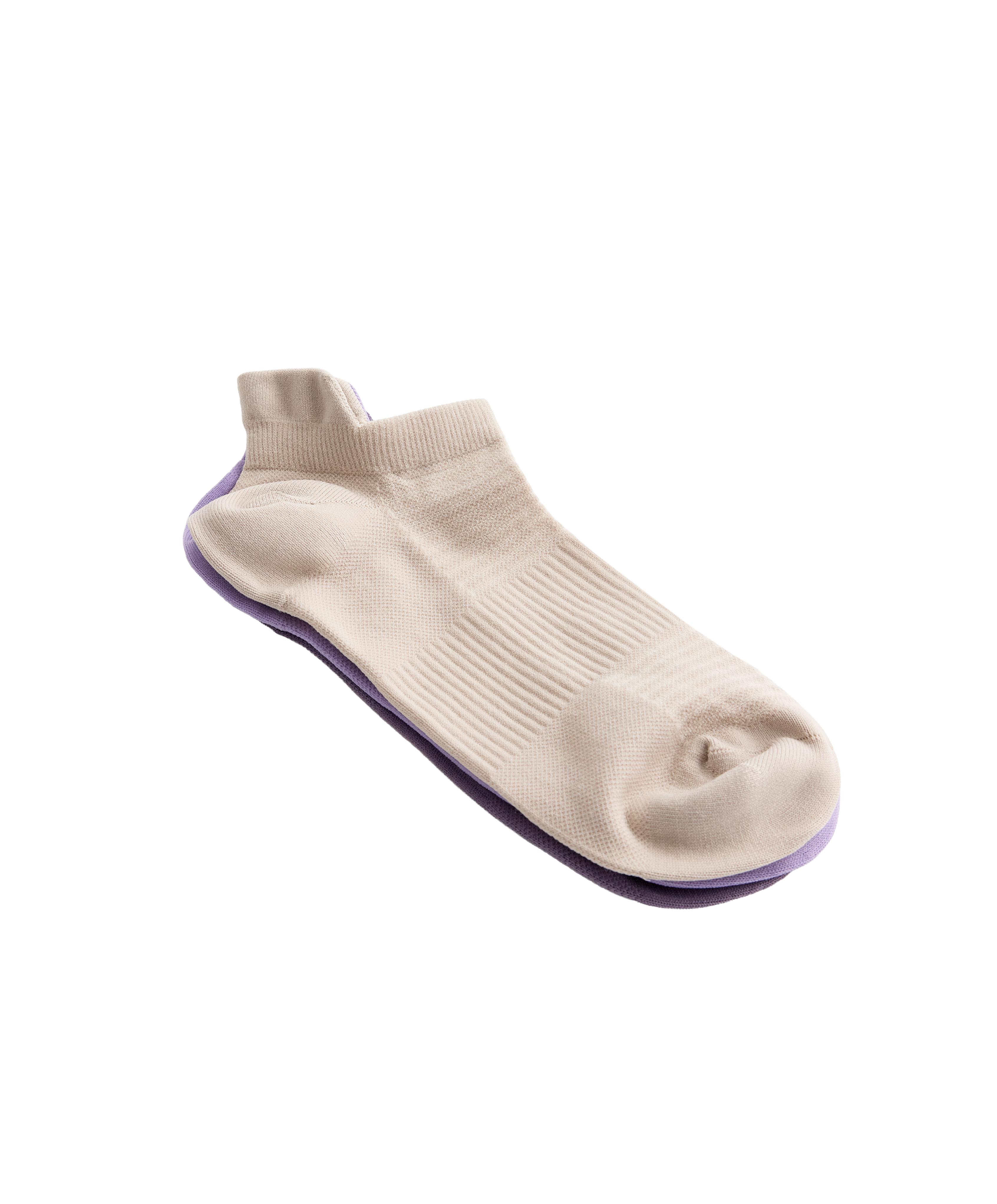 3 pairs of polyamide blend sports sneaker socks with heel tab — WASHED PURPLE