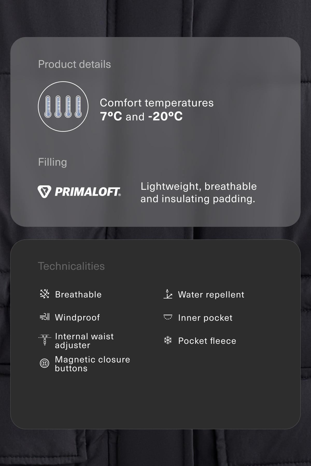 Primaloft® water-repellent padded jacket — BLACK
