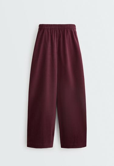 Balloon Crop needlecord trousers — BURGUNDY 4