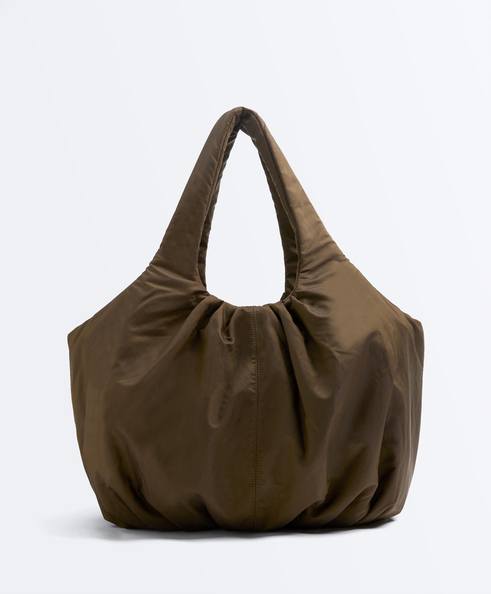 Gathered shopper bag — BROWN