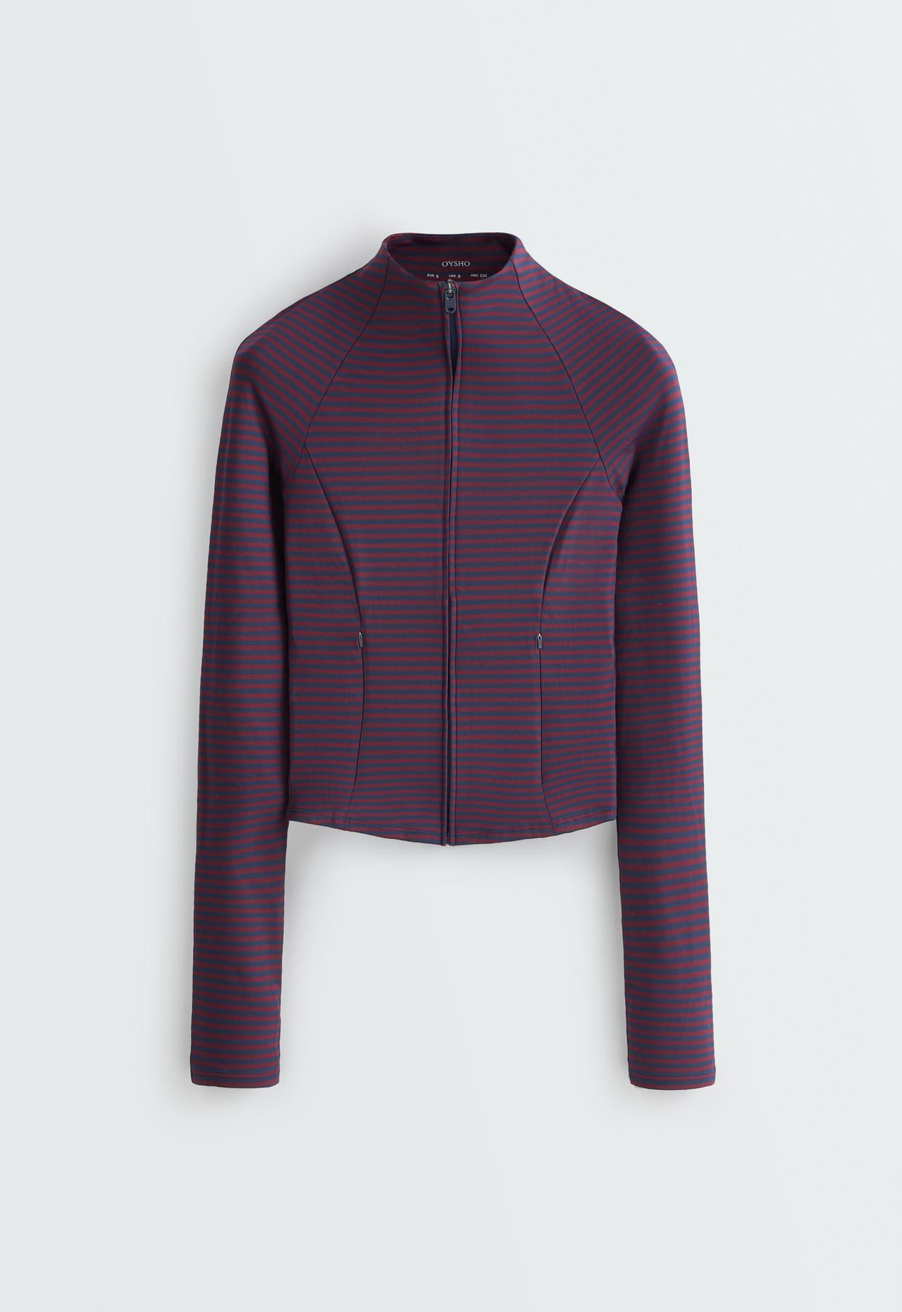 Striped technical jacket — NAVY BLUE
