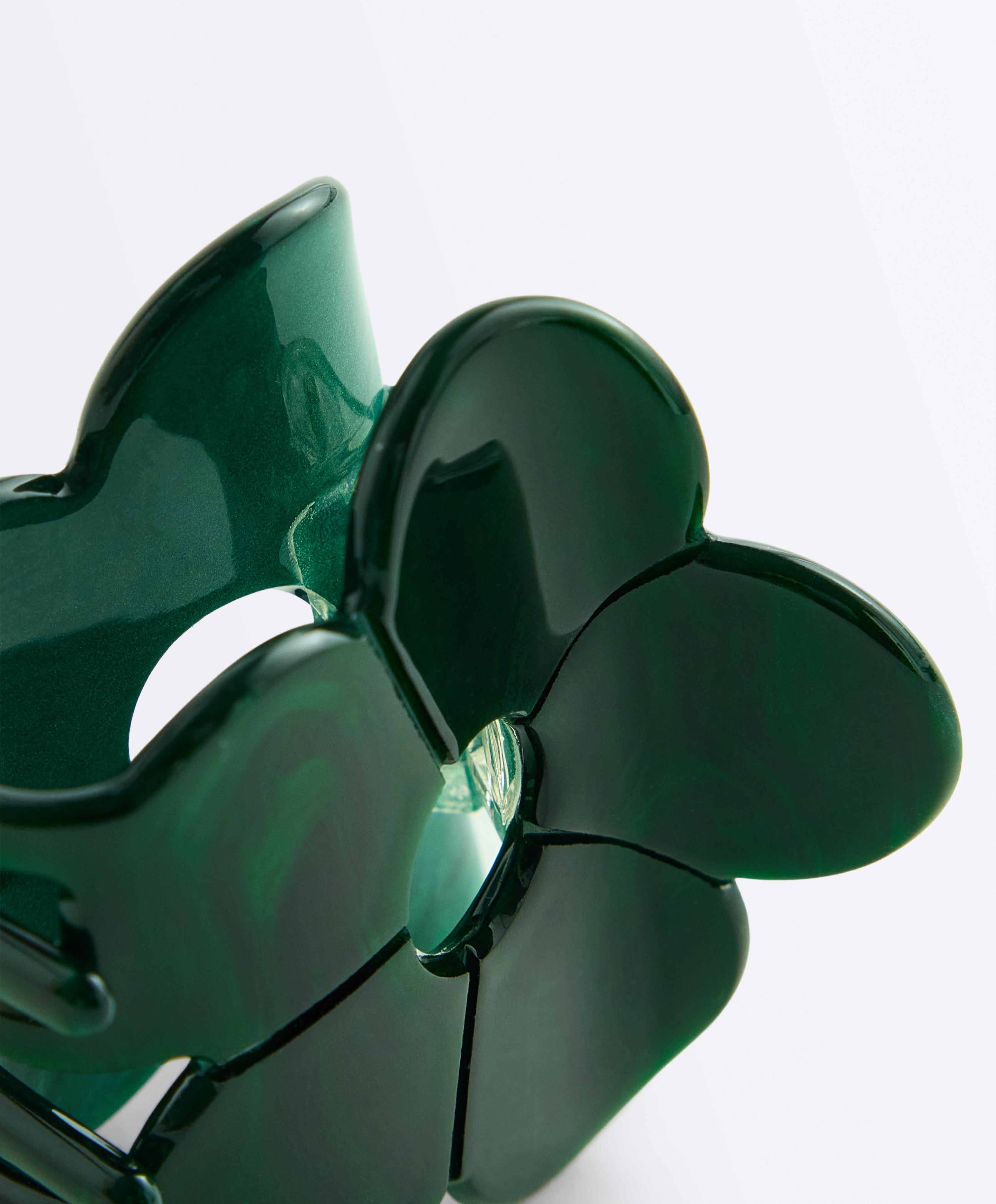 Small flower hair clip — DARK EMERALD