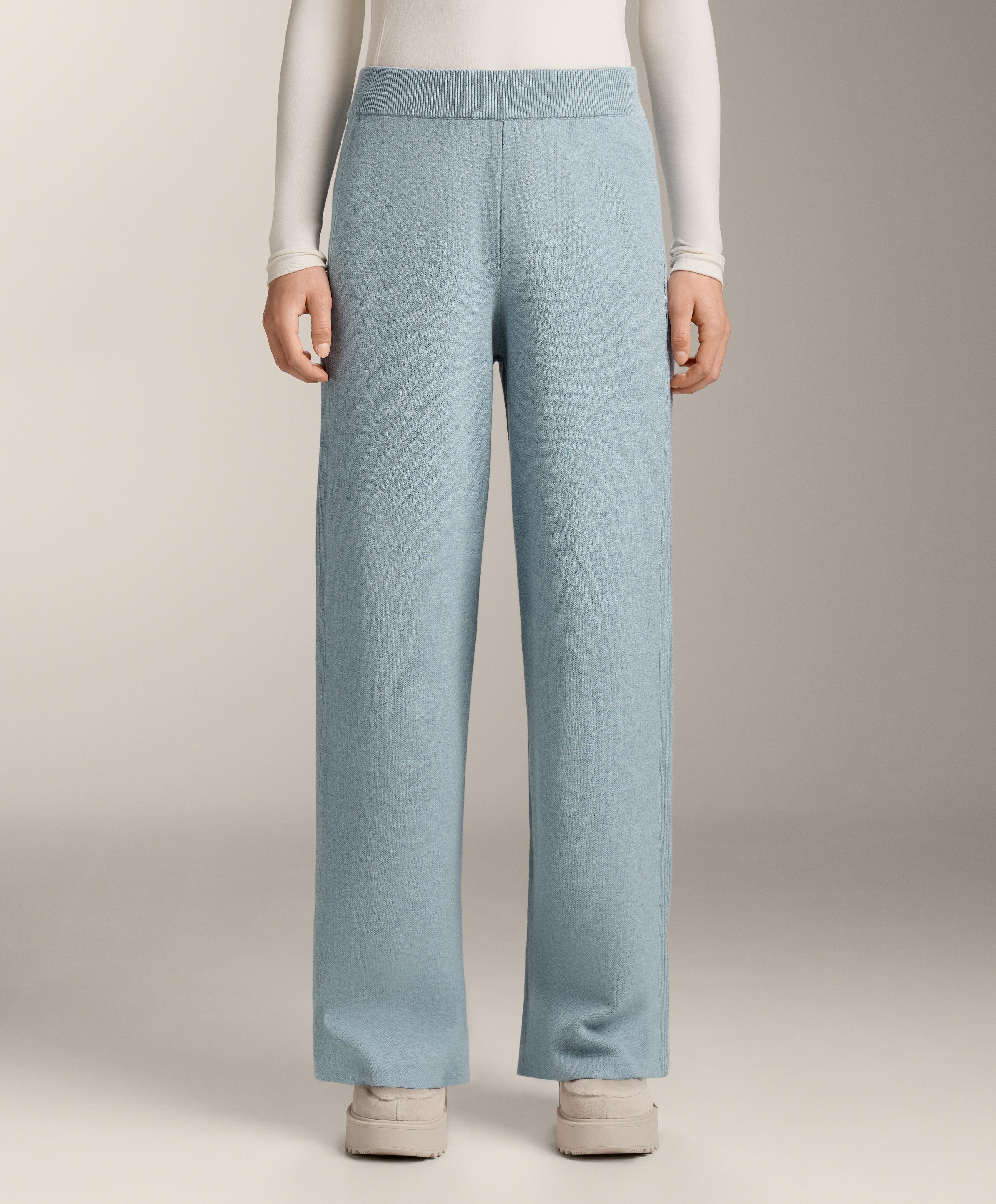 Straight-leg knit trousers with side rib