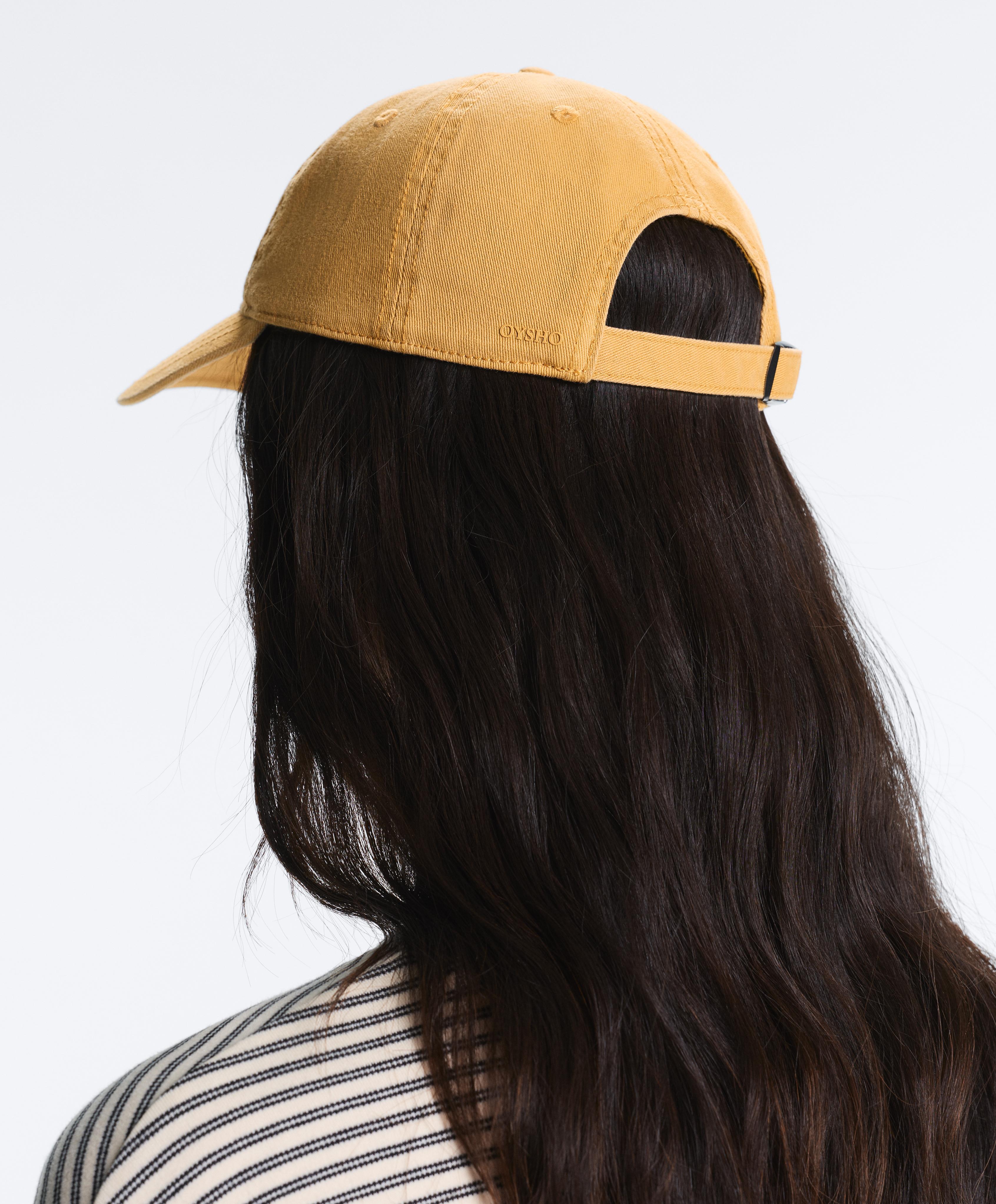 Washed-effect 100% cotton cap — MUSTARD