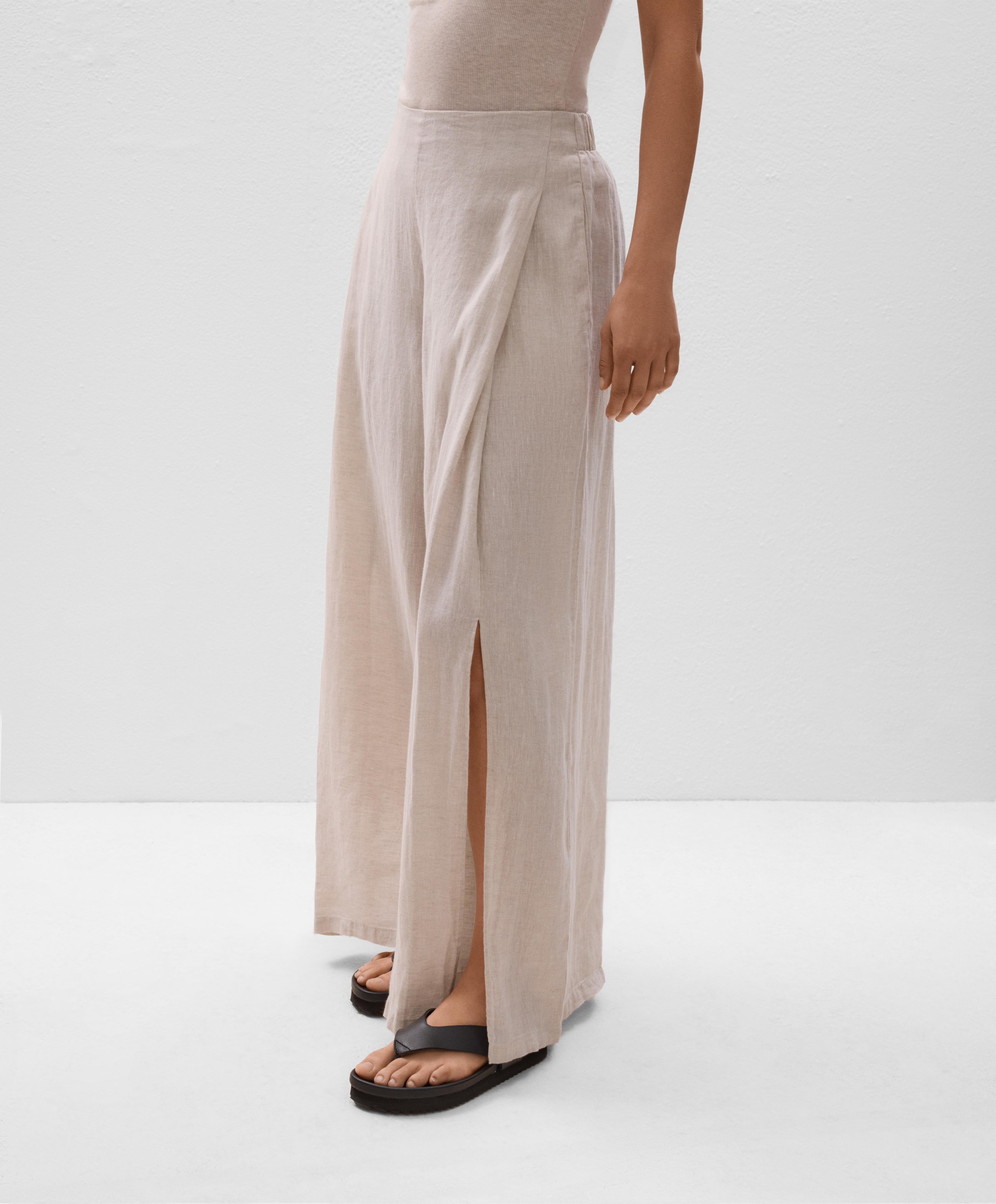Pantalon large fendu 100 % lin Pantalon large fendu 100 % lin