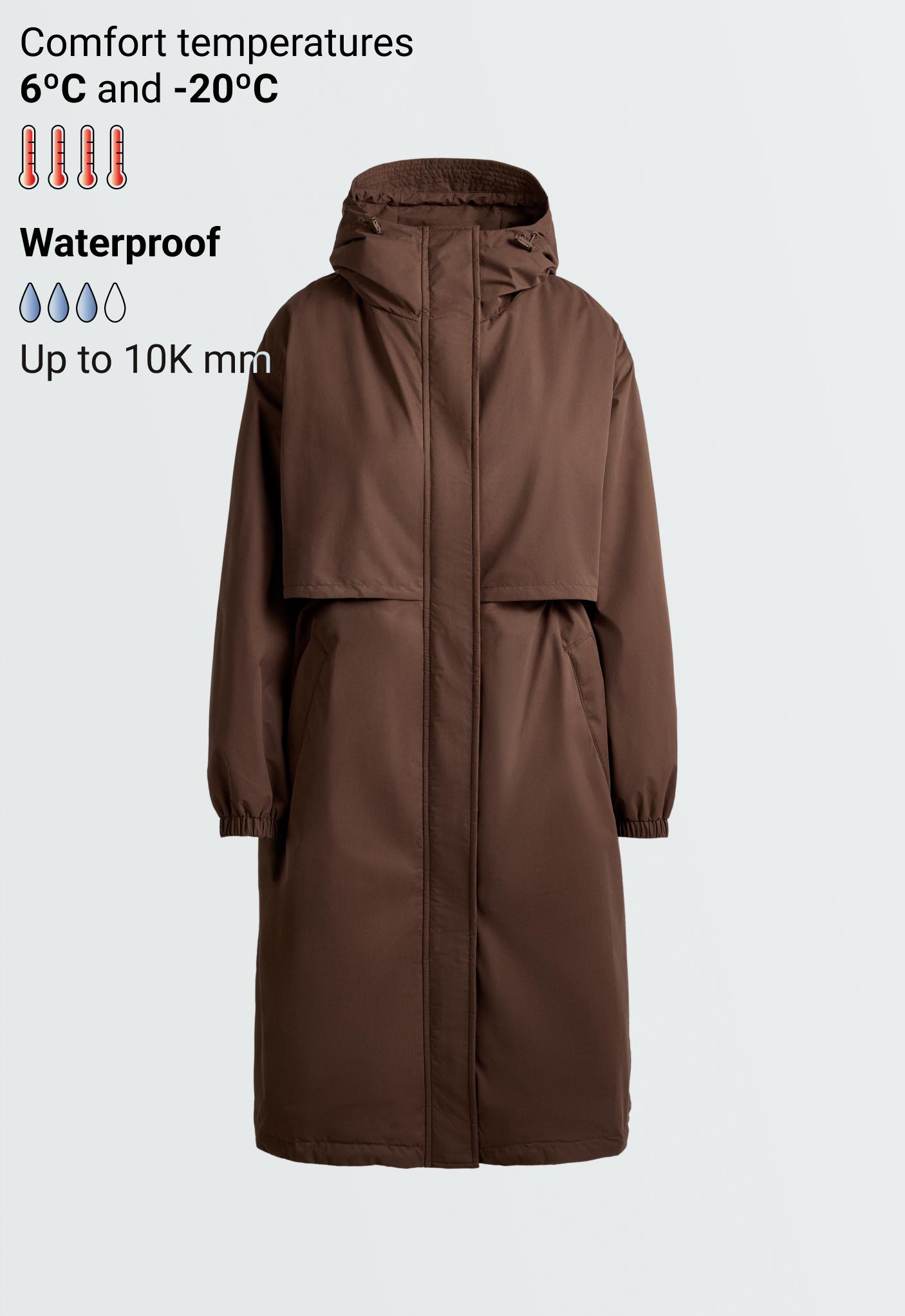 FELLEX® AEROGEL 10K waterproof long padded jacket — BROWN