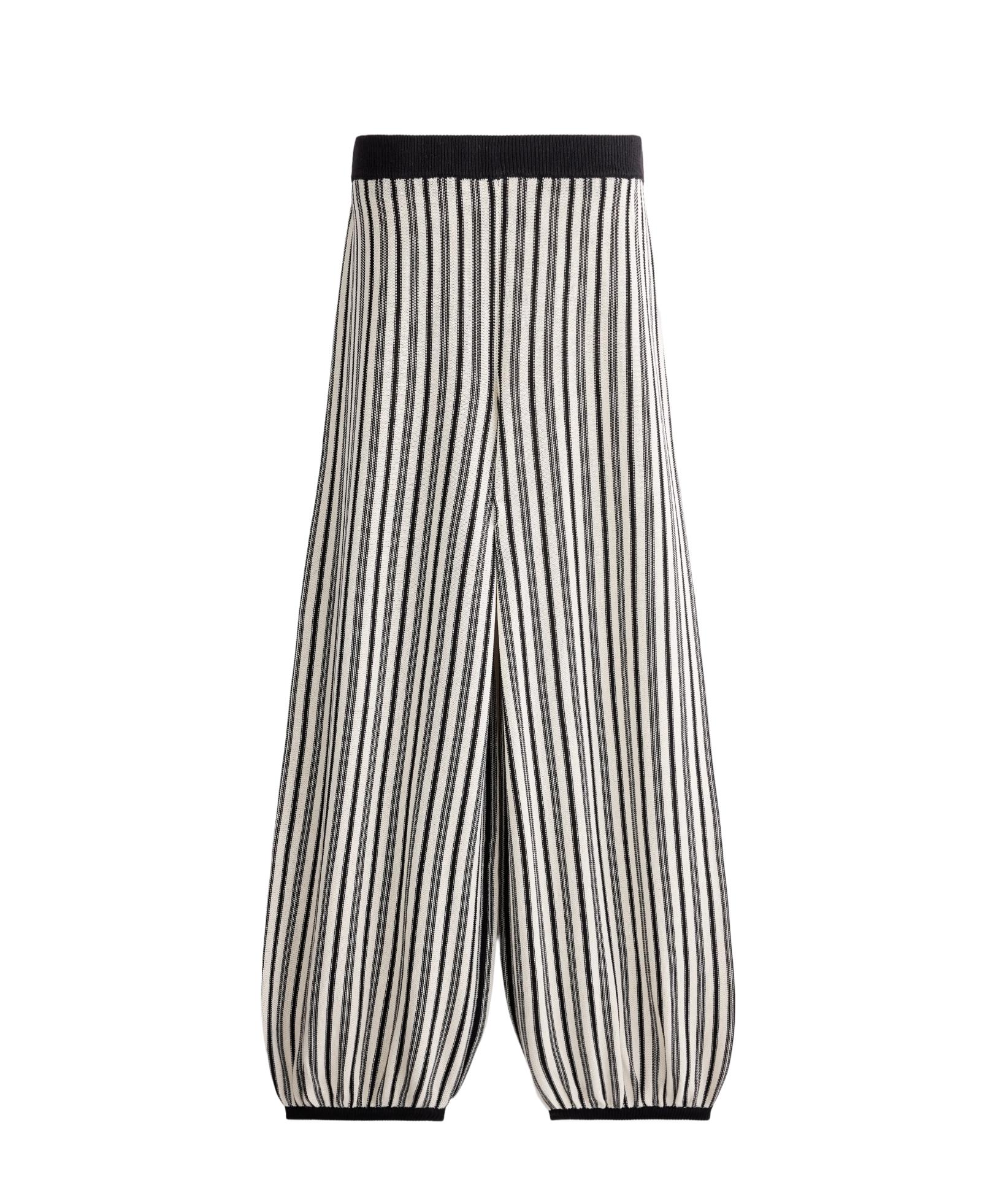 Striped knit bloomer trousers — BLACK