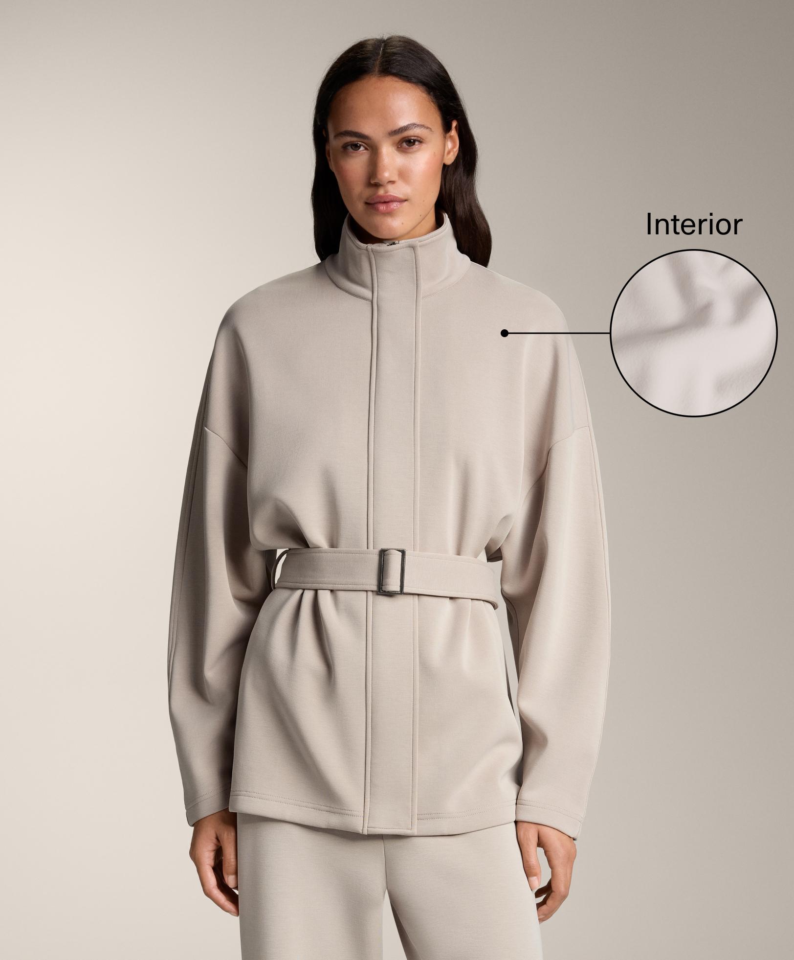 جاكيت طويل بحزام من مزيج المودال الممشط - تنزيلات