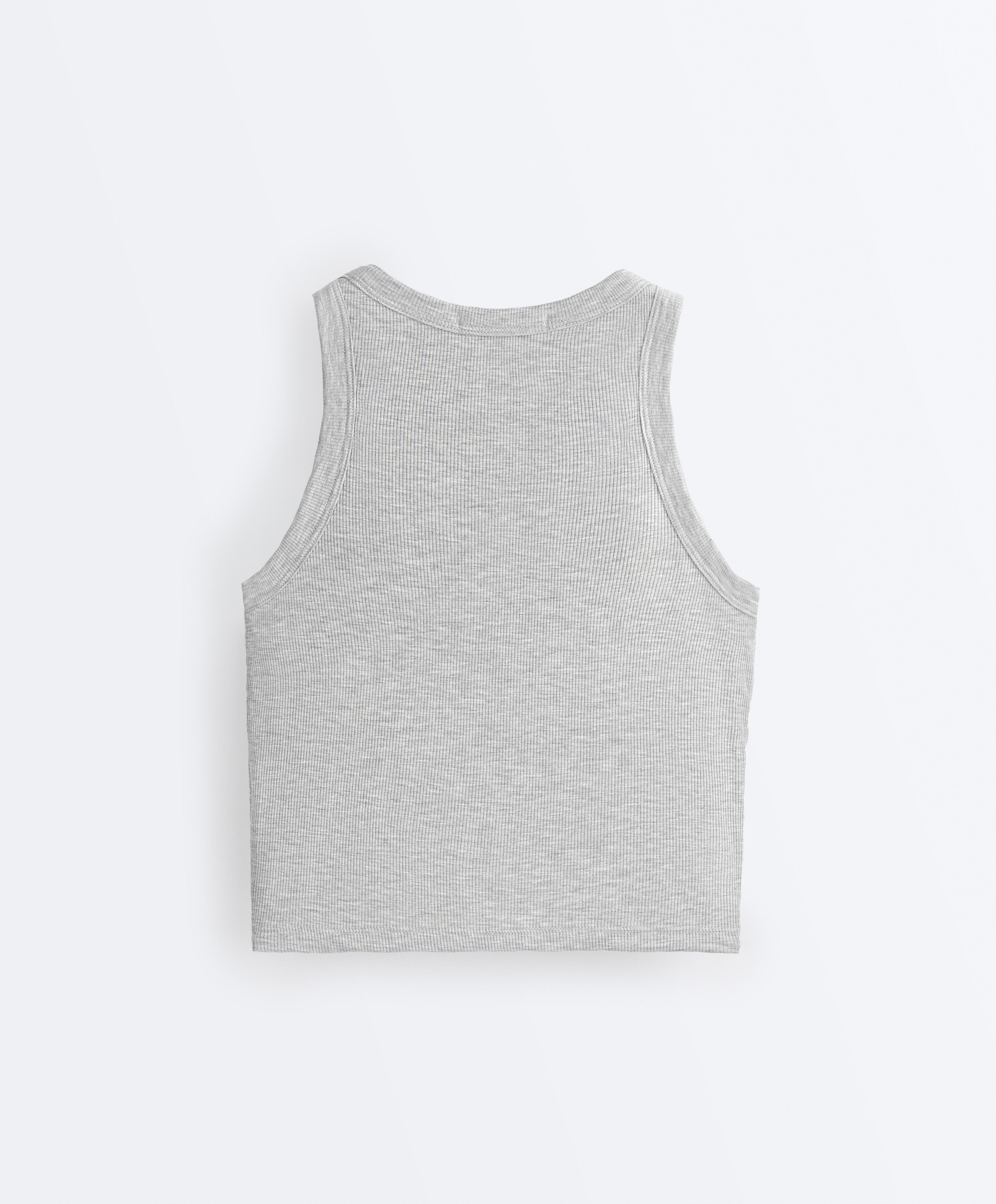 Rib modal blend long tank top — GREY MELANGE