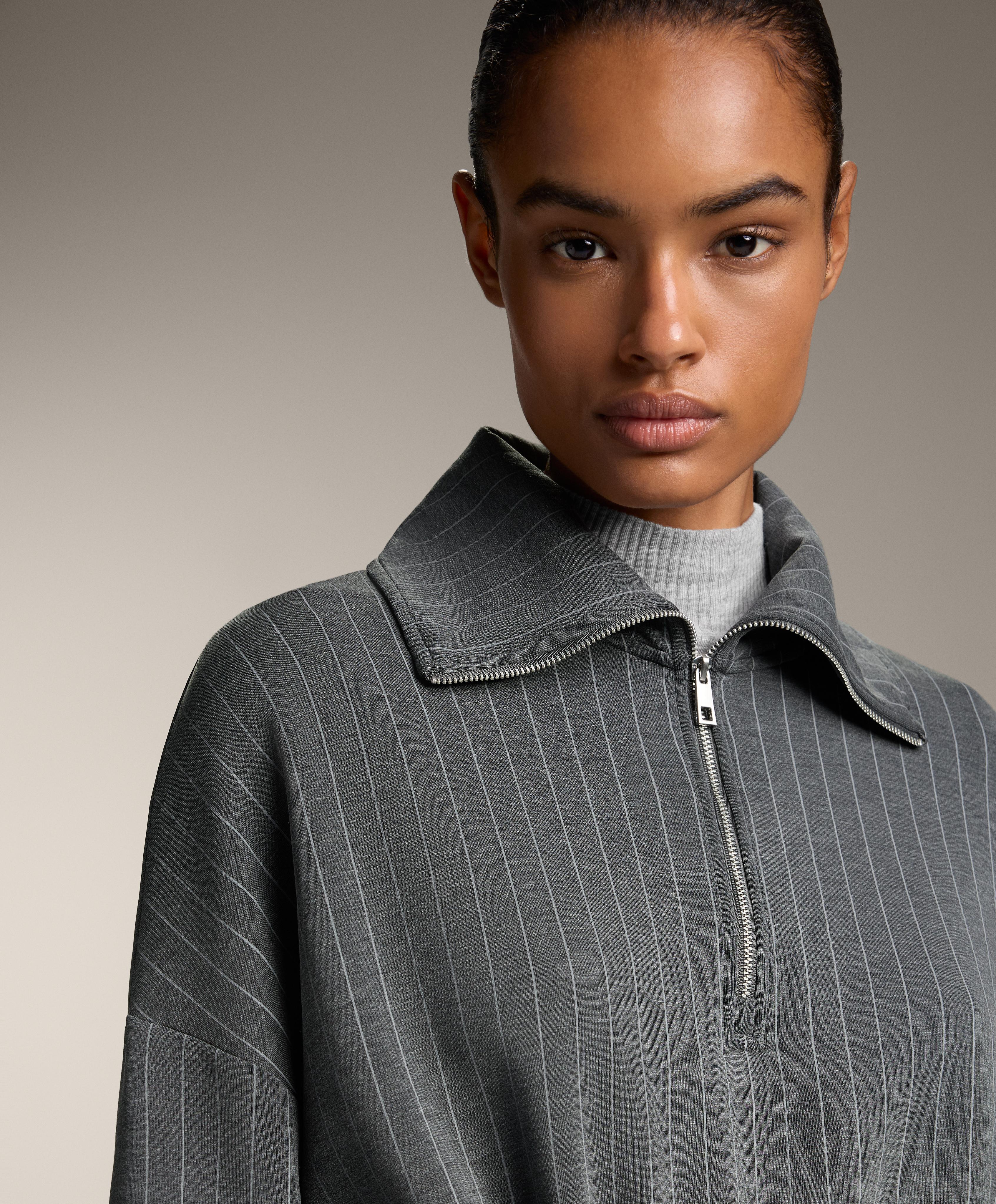 سويت شيرت طويل مخطط بخصر قابل للتعديل ومودال ناعم الملمس - تخفيضات سويت شيرت طويل مخطط بخصر قابل للتعديل ومودال ناعم الملمس - تخفيضات