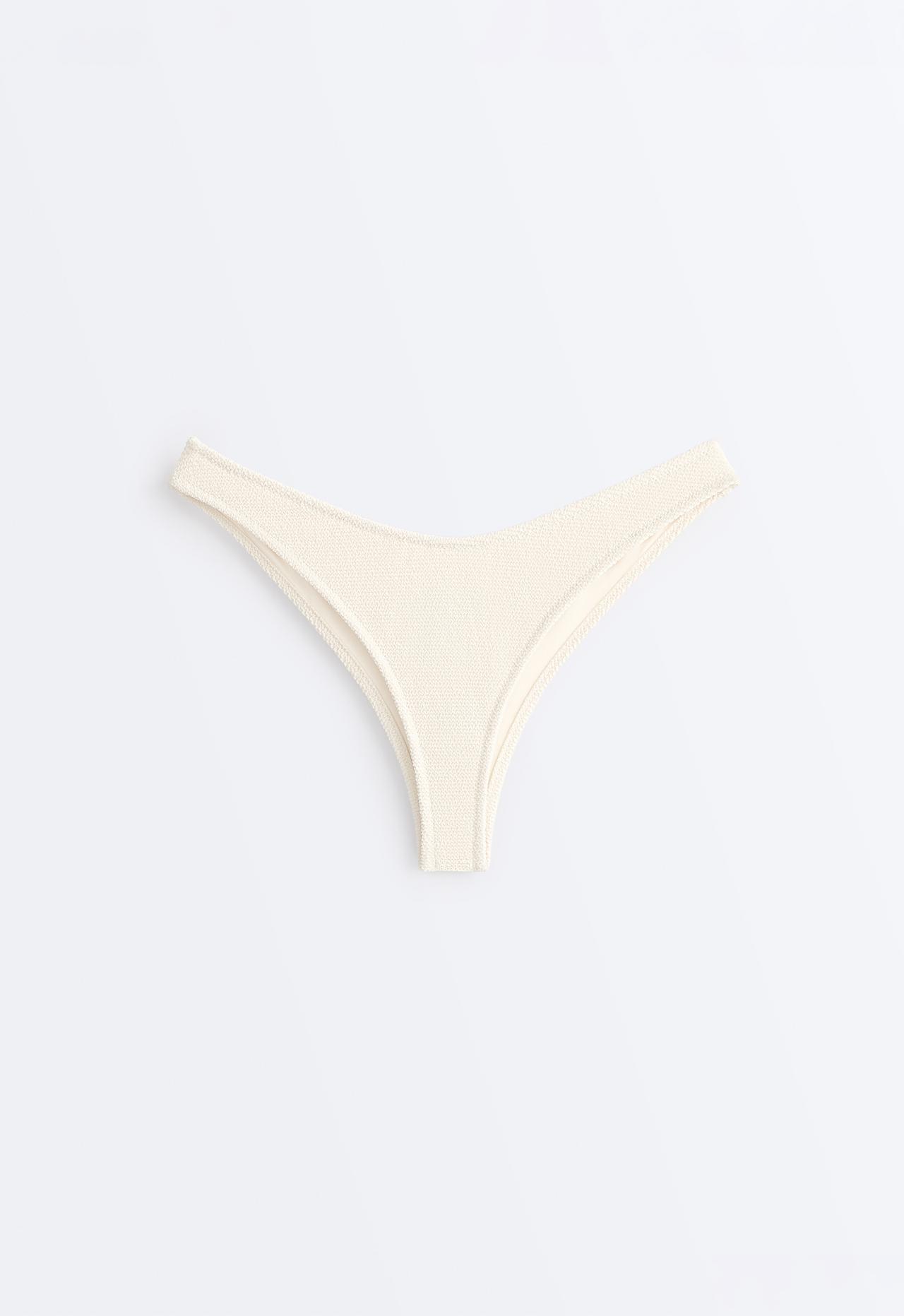 U-cut crinkle Brazilian bikini briefs — ECRU