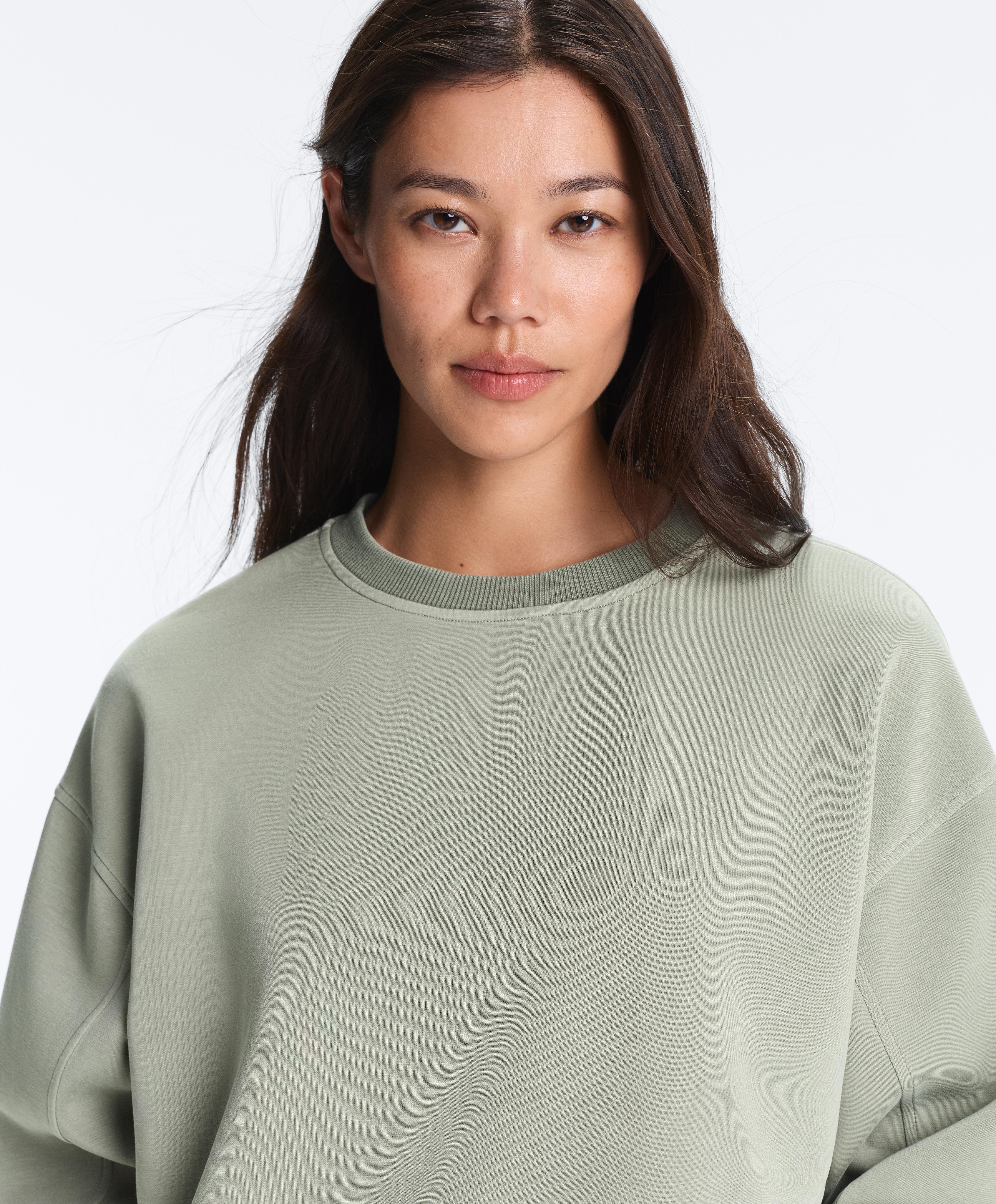 Soft-touch round neck sweatshirt with modal — WASHED GREEN