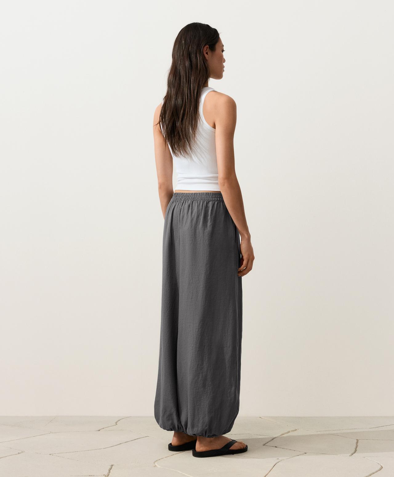 100% linen bloomer trousers — STEEL GREY
