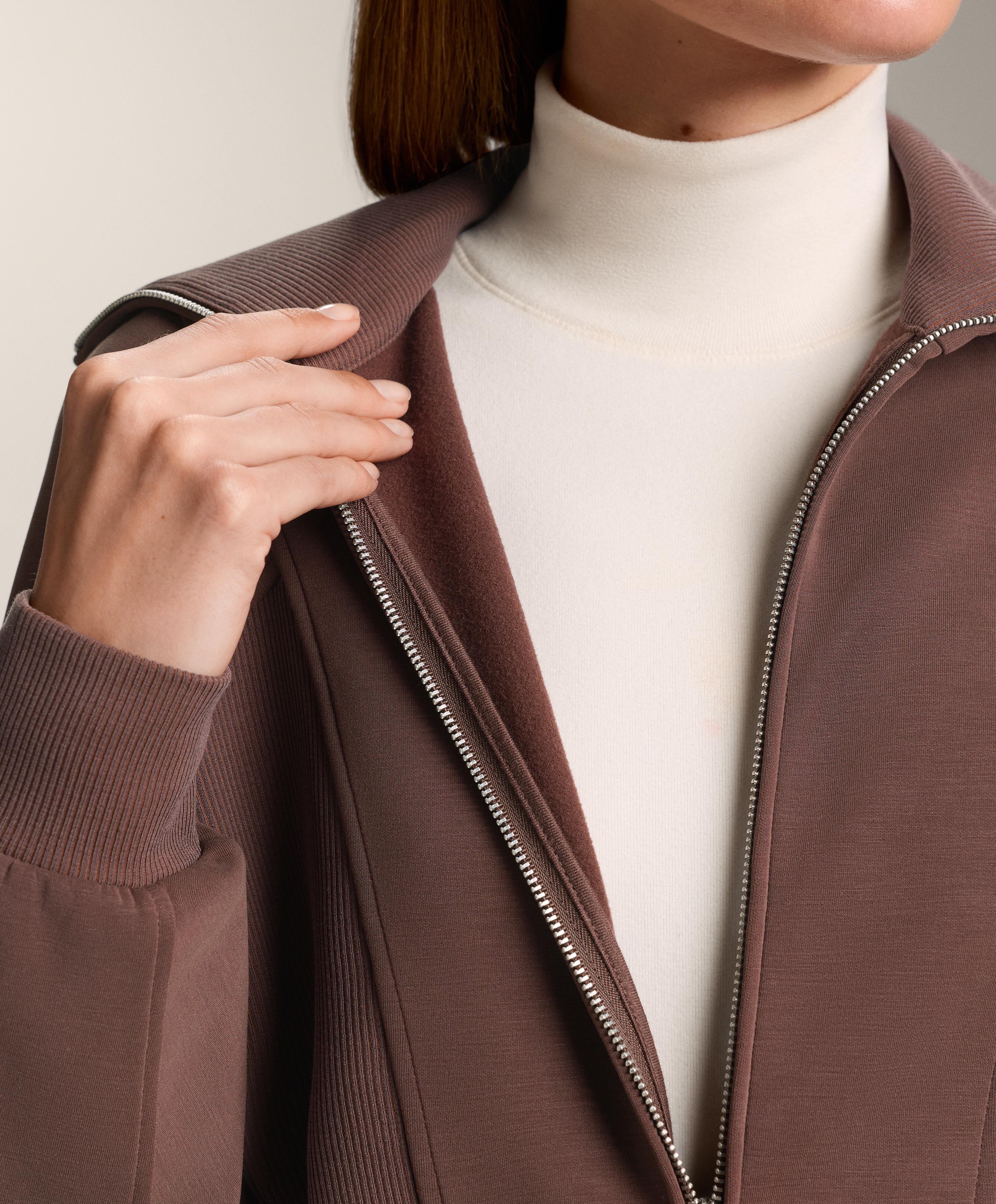 Brushed rib jacket with modal — BROWN