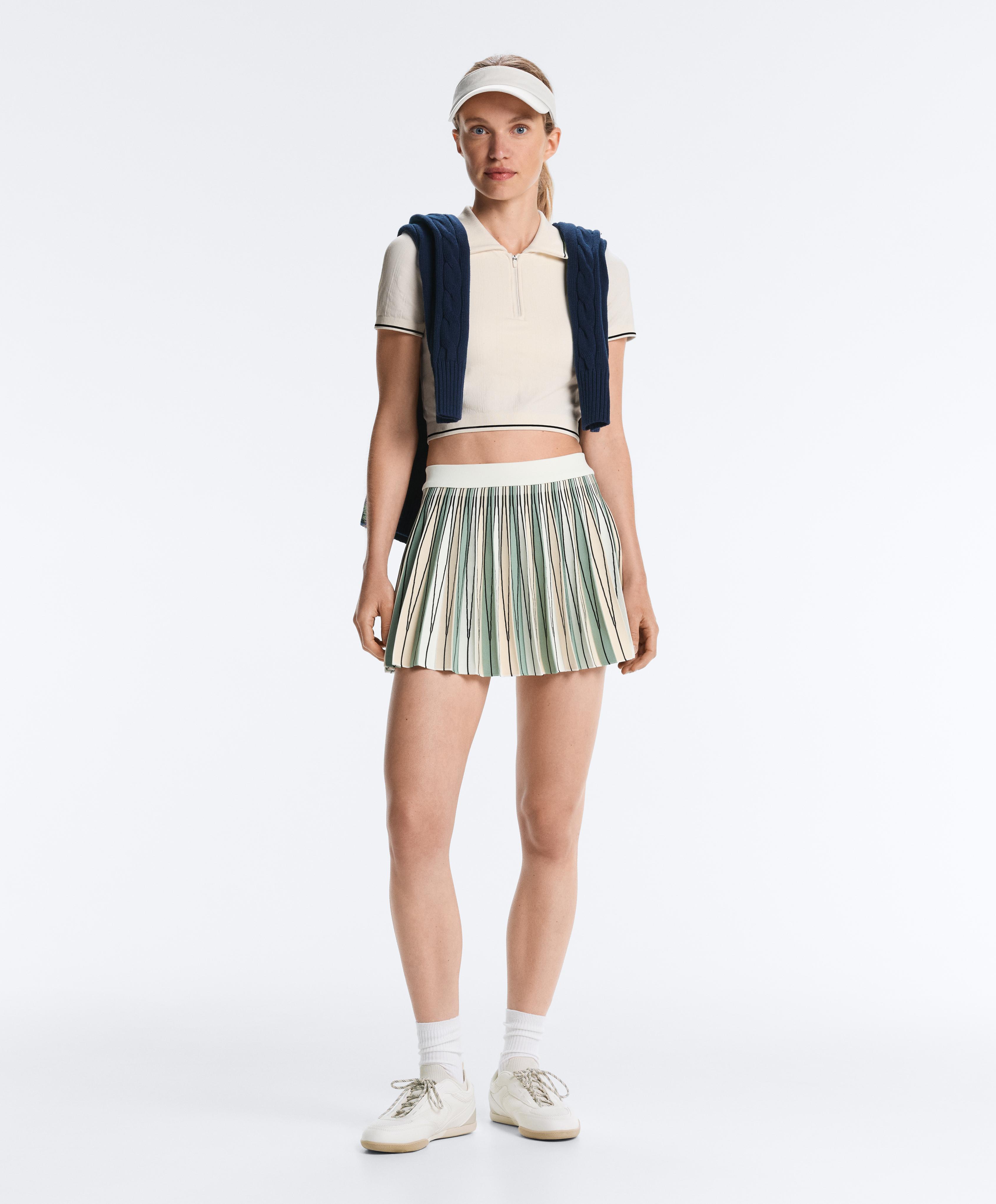 Seamless contrast short-sleeved polo shirt — PALE ECRU