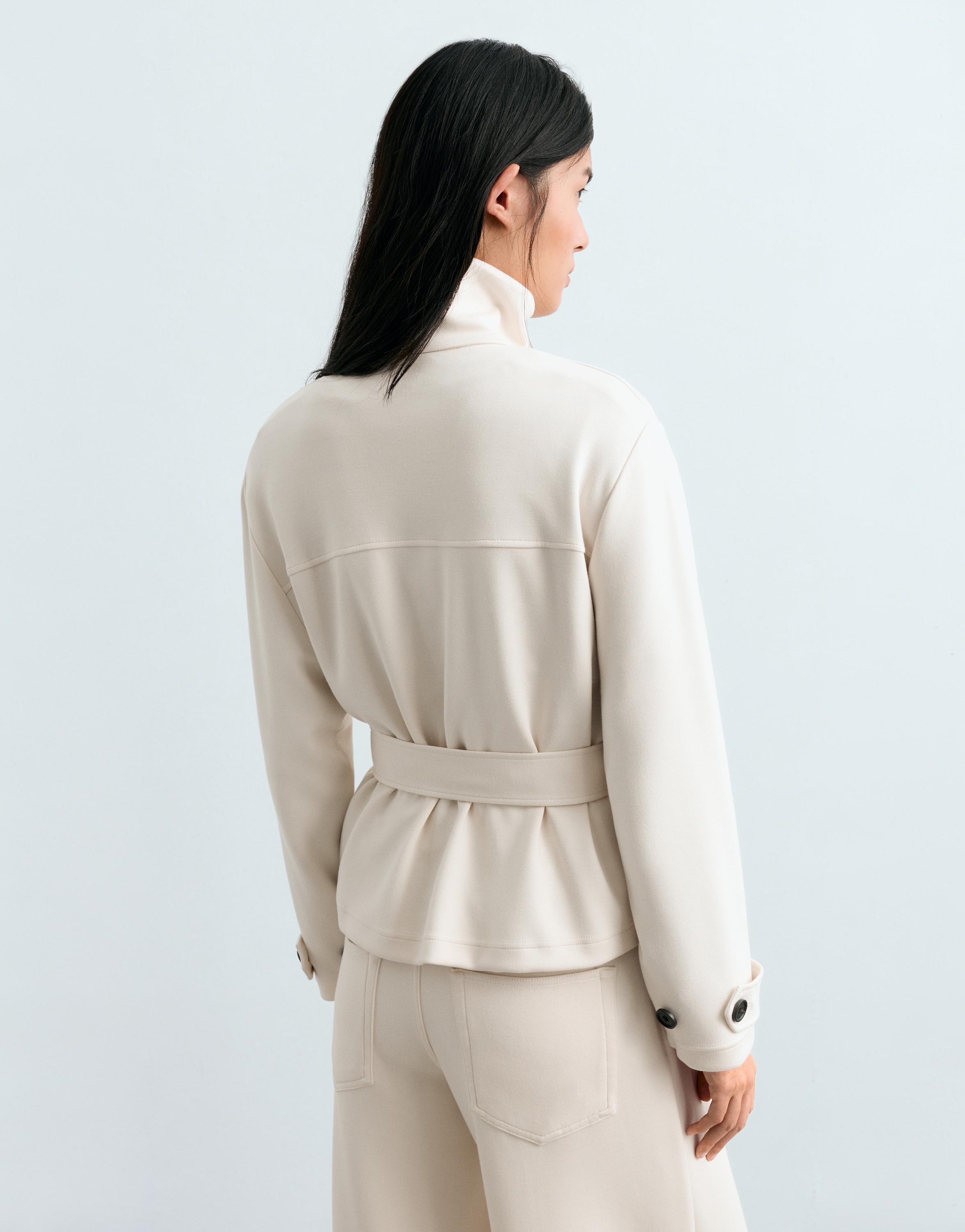 Belted jacket with pockets — PALE ECRU