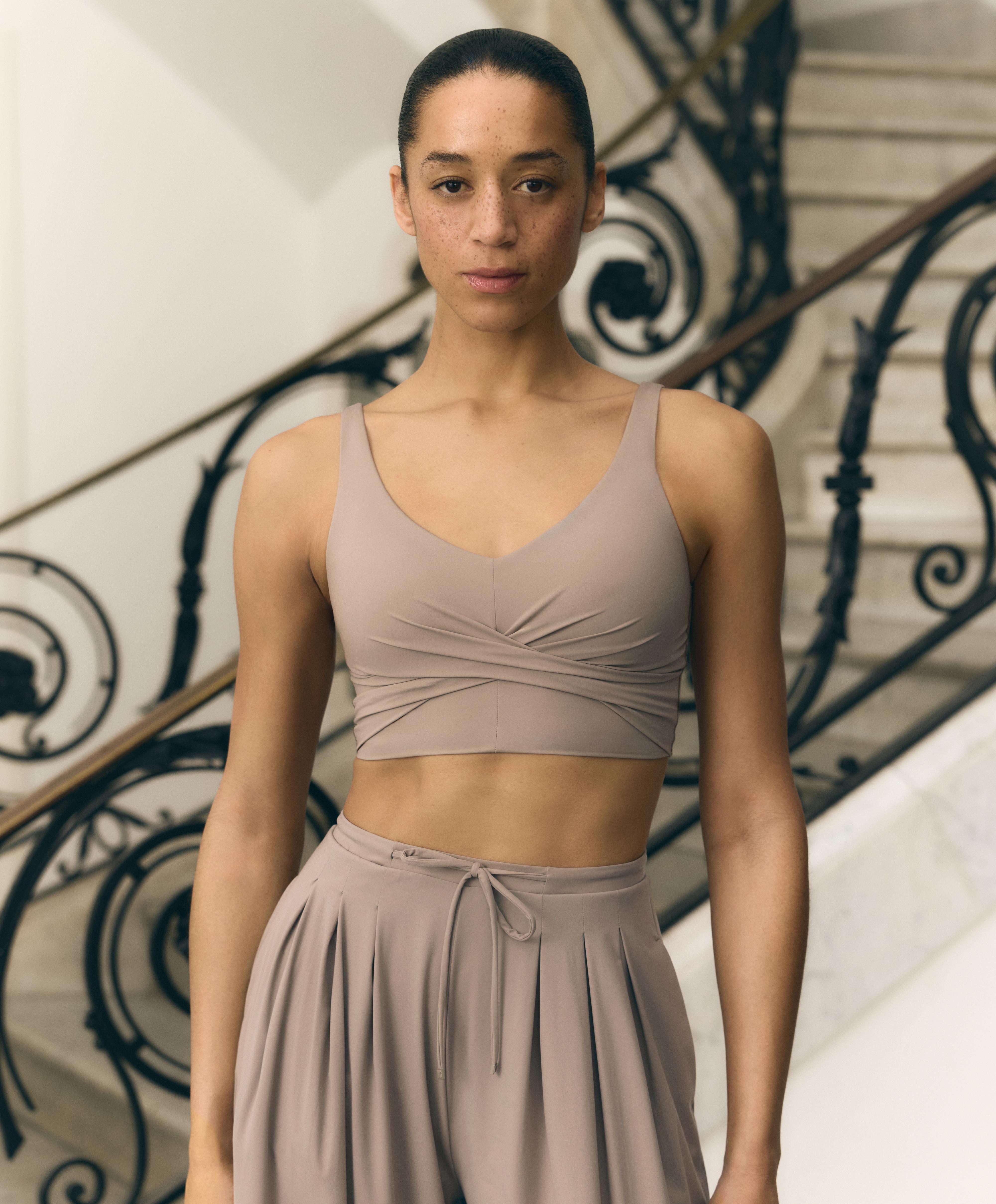 Light Touch crossover tank top — PALE TAUPE