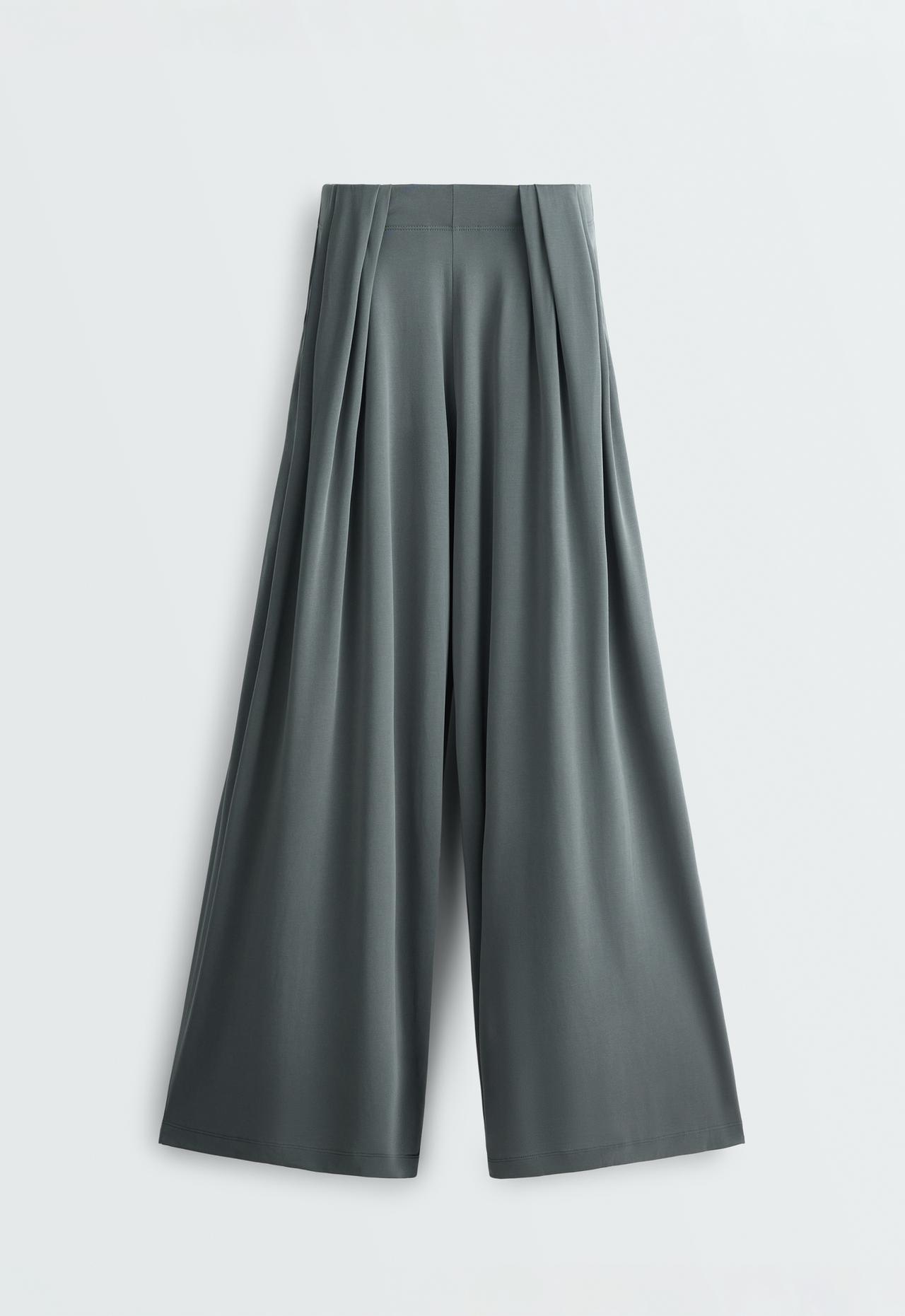 Floaty trousers with pleated modal blend waist — STEEL GREY