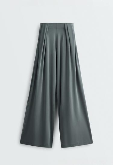 Floaty trousers with pleated modal blend waist — STEEL GREY 8