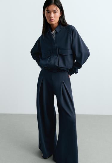 Cotton piqué pocket jacket — NAVY BLUE 5