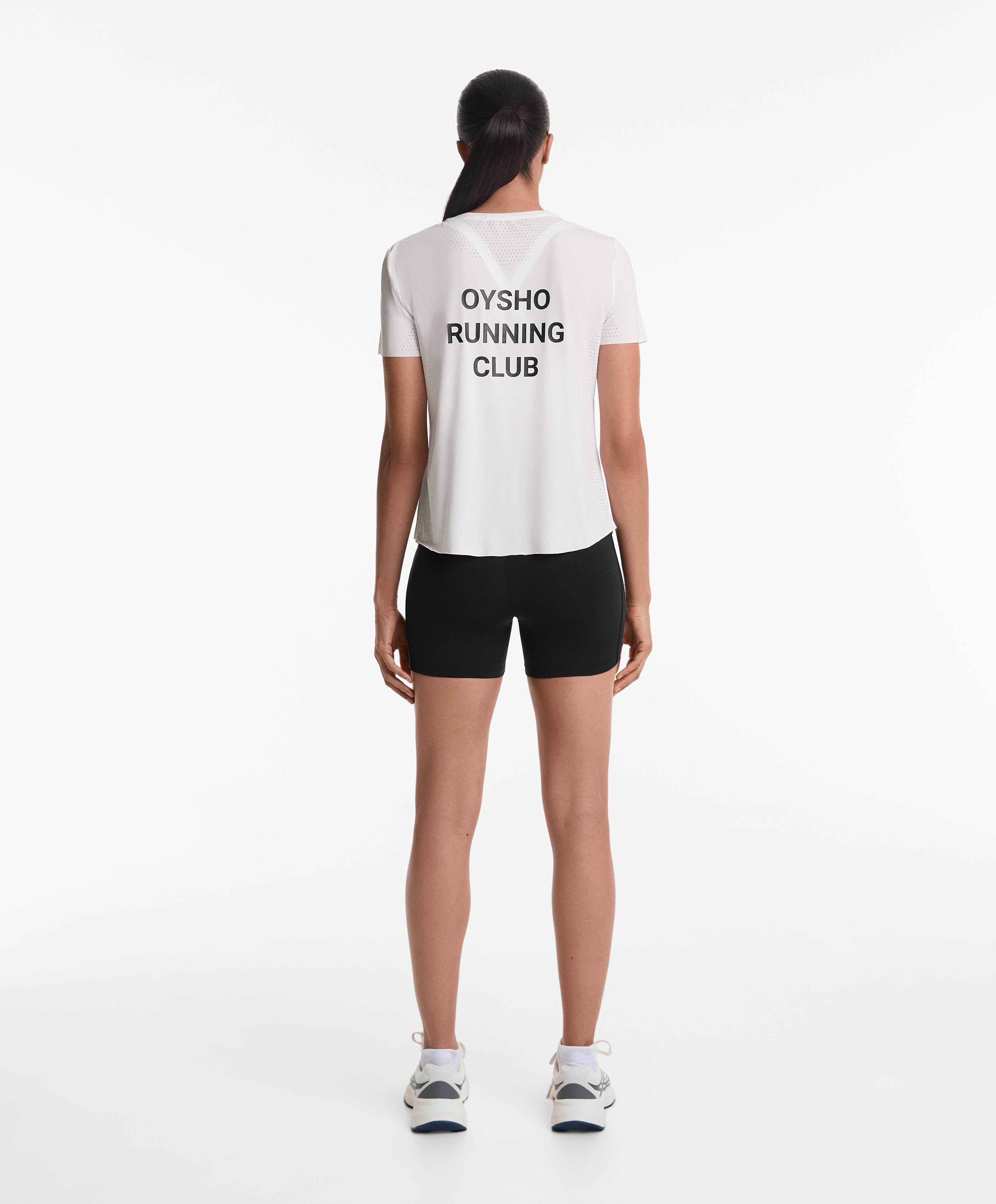 Oysho Running Club fitted short-sleeved technical T-shirt — WHITE