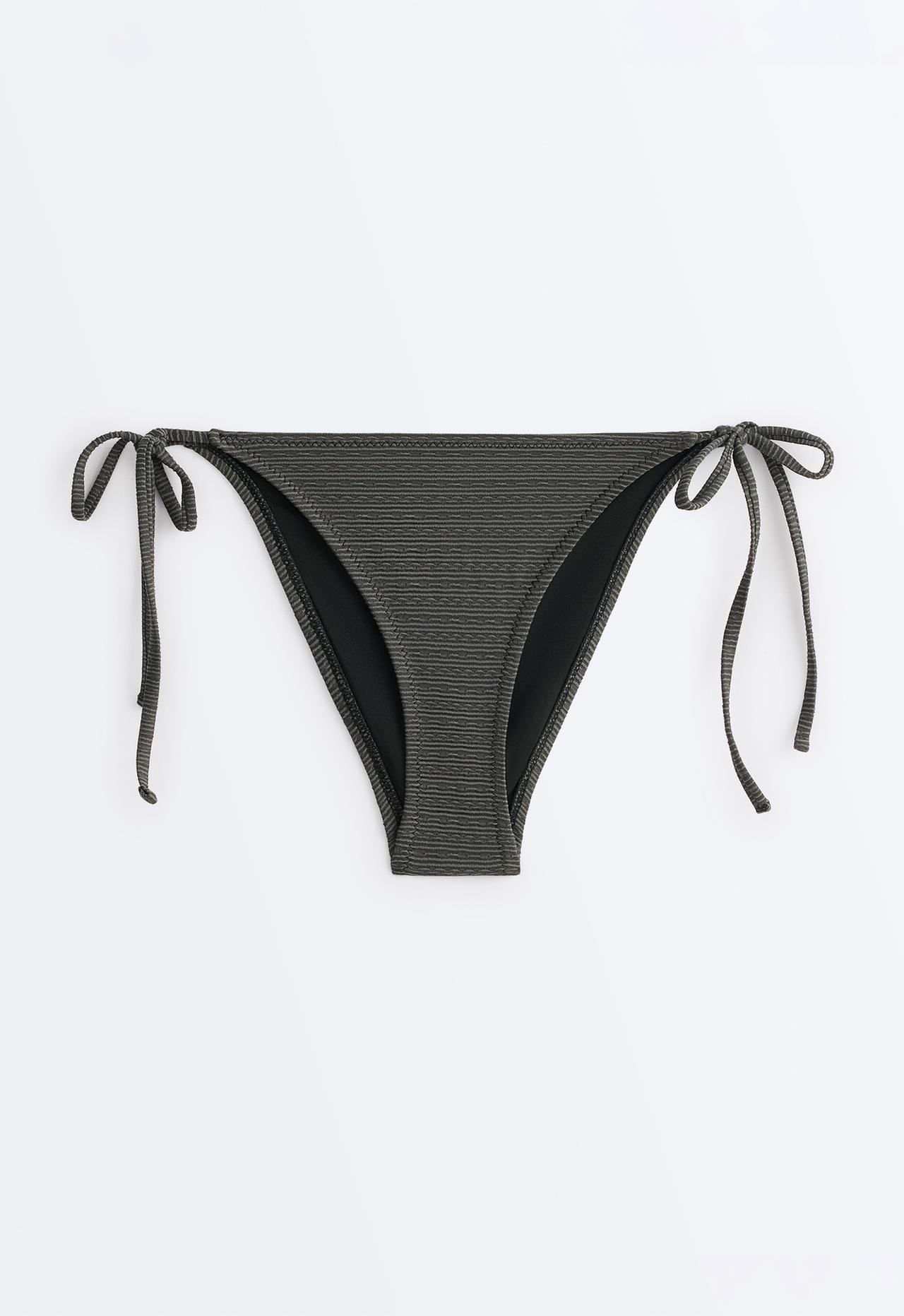 Medium-coverage washed-effect jacquard tie bikini briefs — WASHED ANTHRACITE