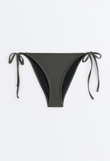 Medium-coverage washed-effect jacquard tie bikini briefs — WASHED ANTHRACITE 7