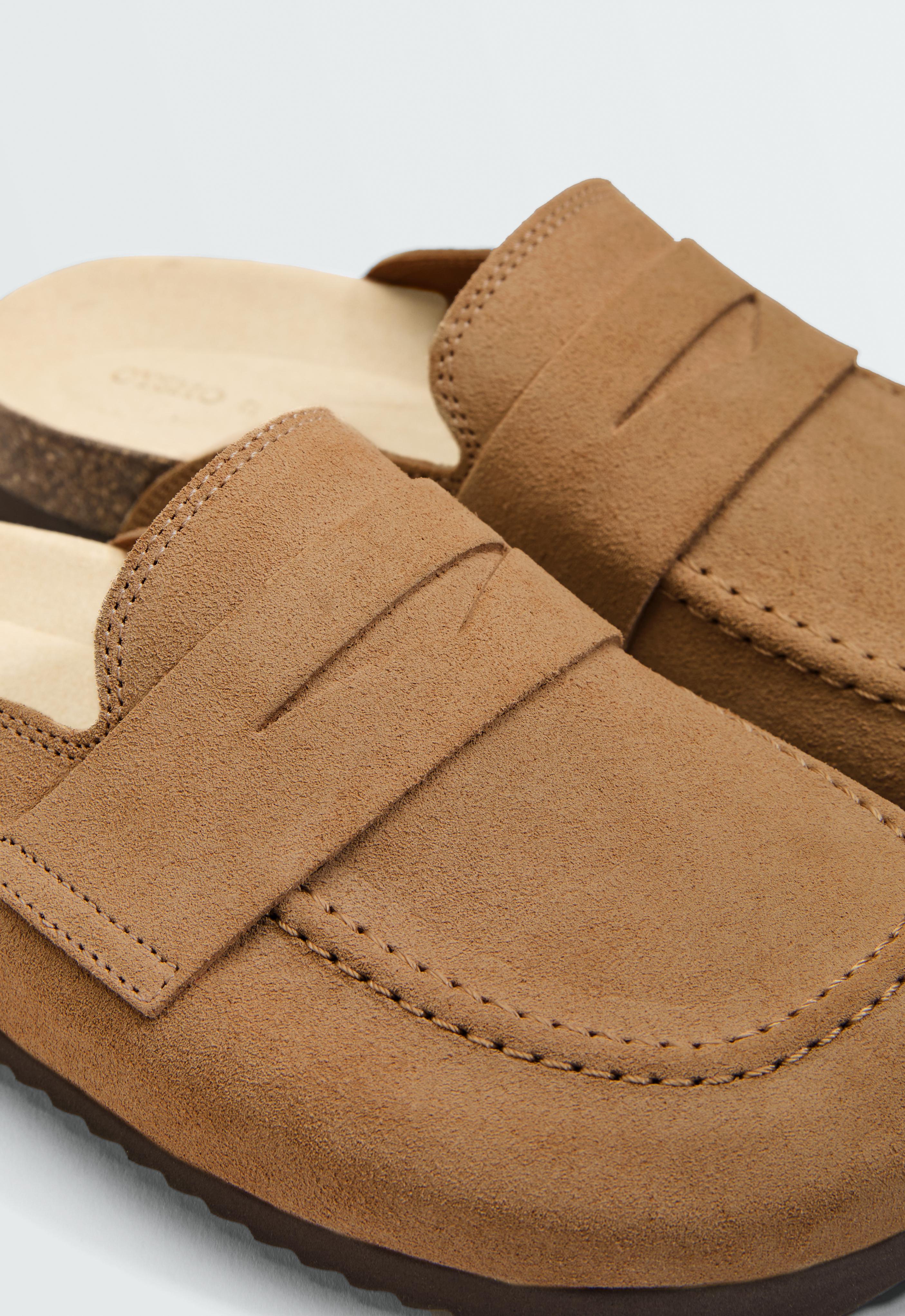 Split-leather mules — TOASTED BROWN