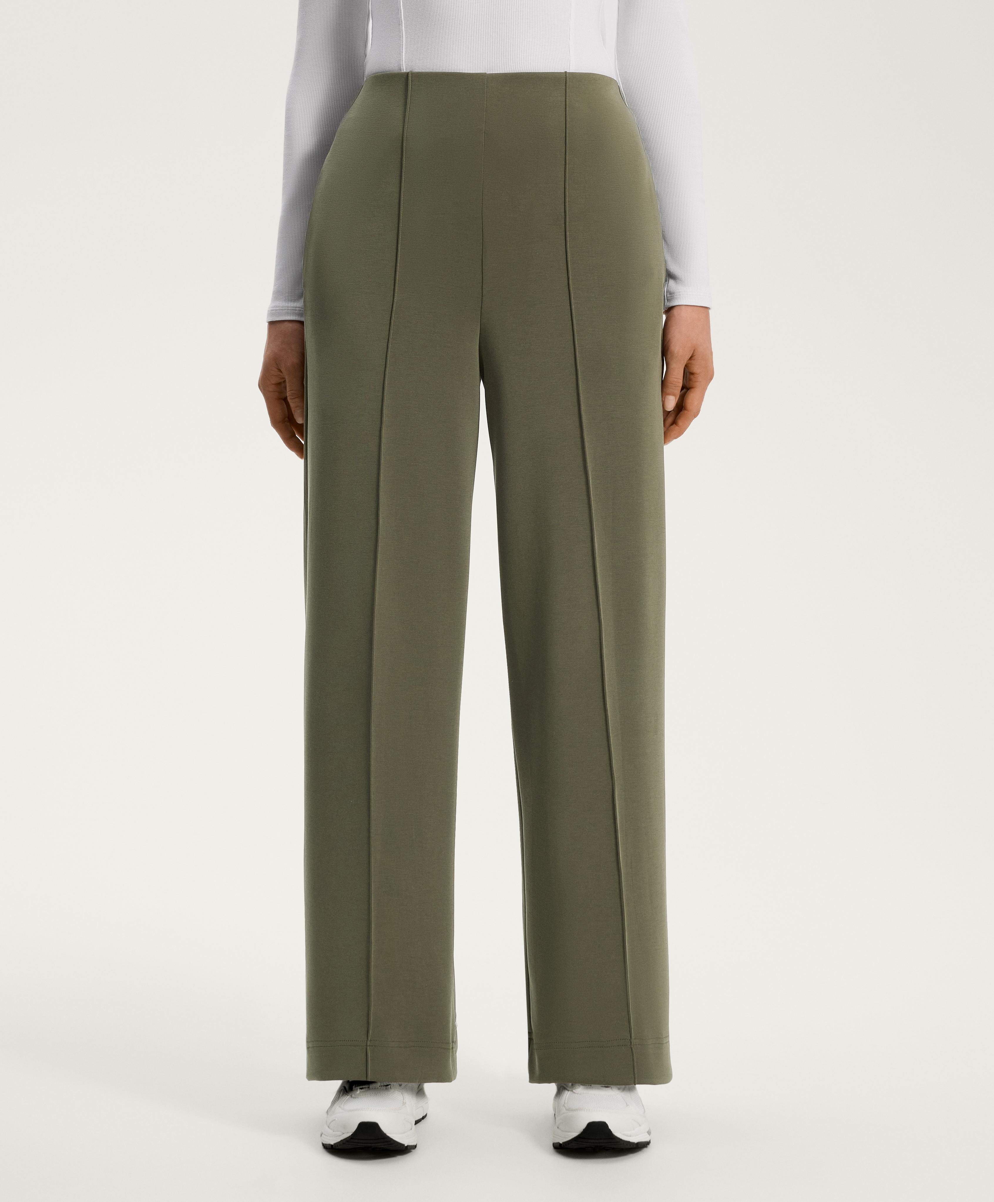 Straight-leg soft-touch modal trousers with crease