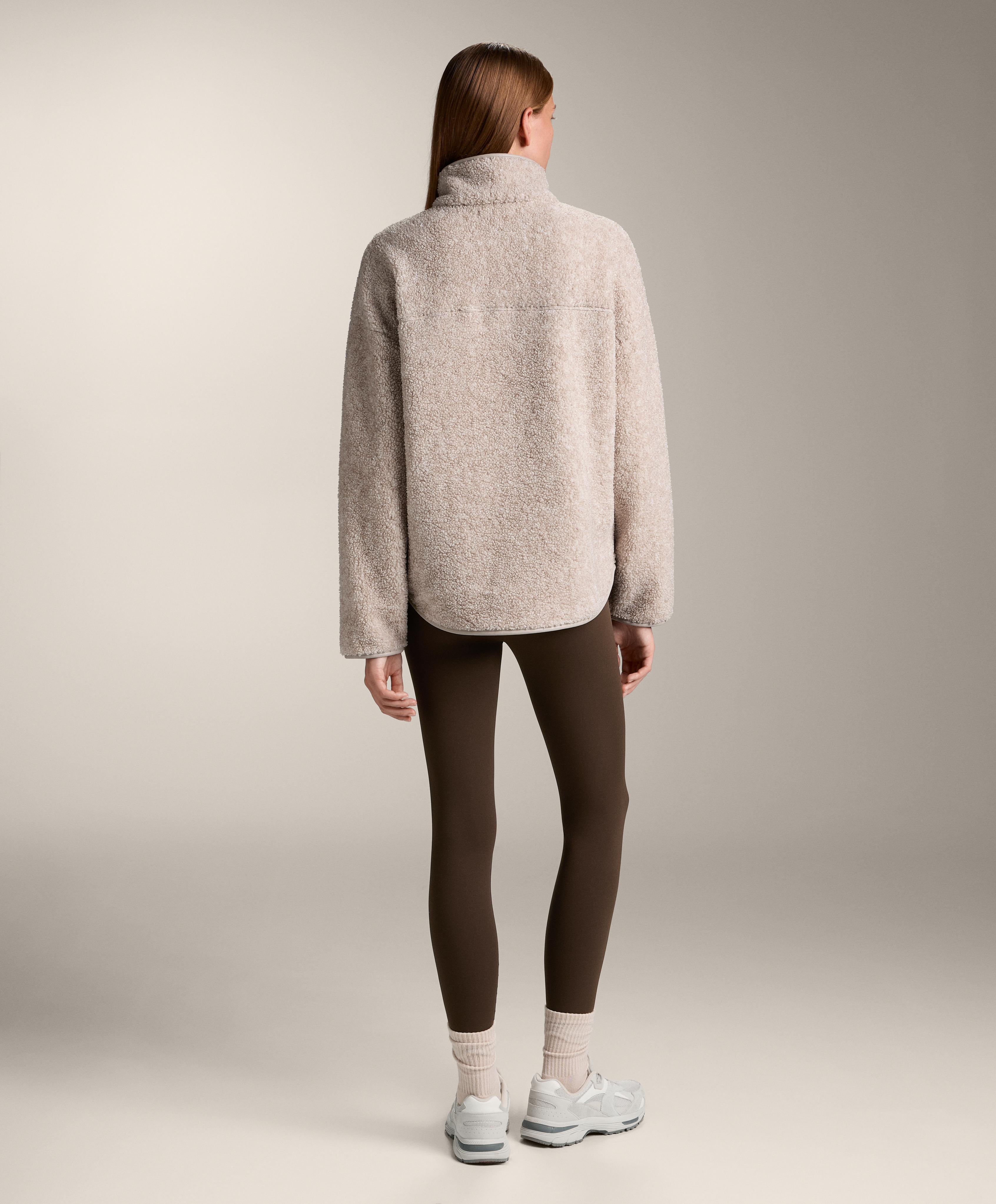 Faux-shearling sweatshirt with front pocket — PALE ASPHALT