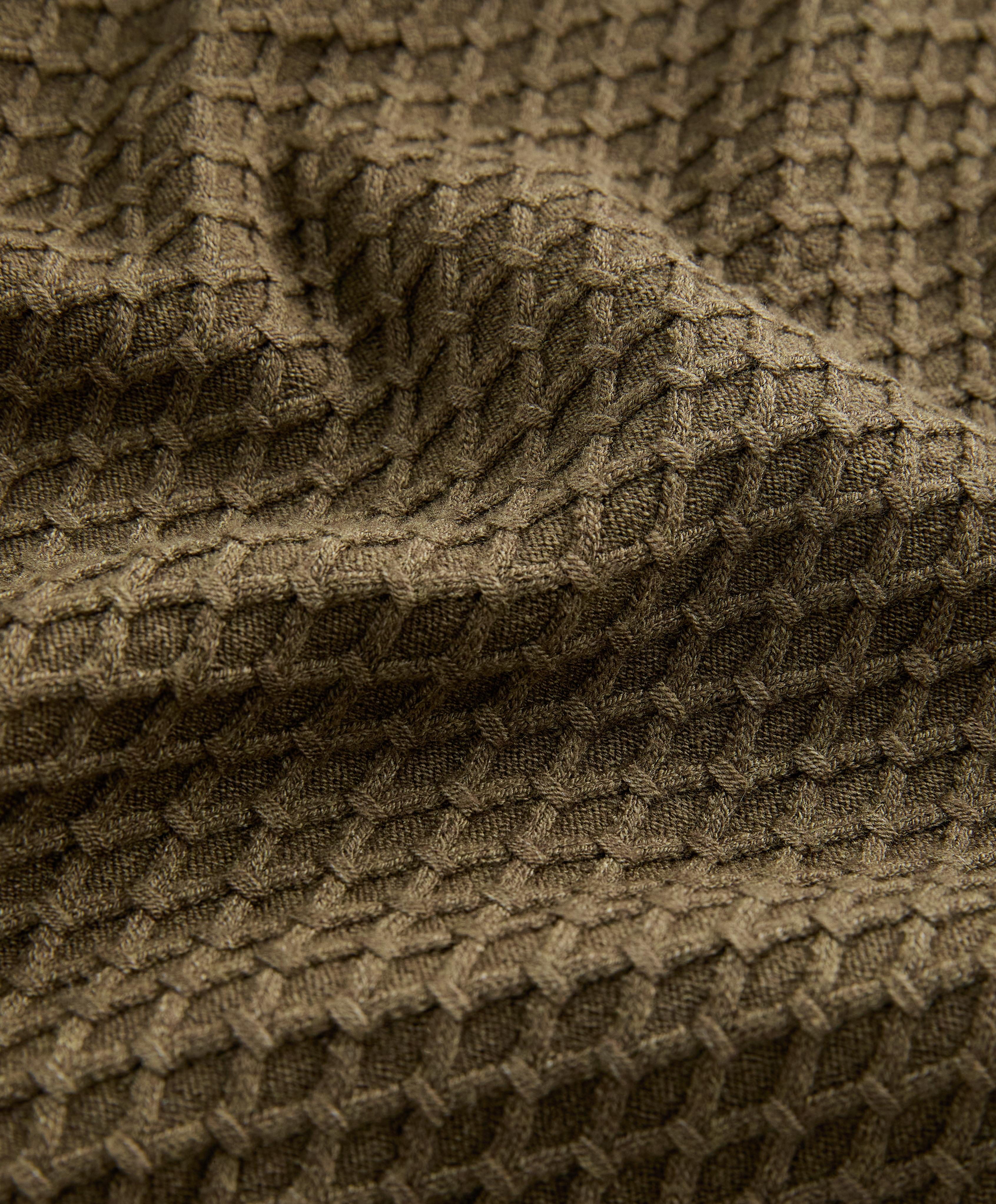 Structured knit hooded jacket — OLIVE GREEN